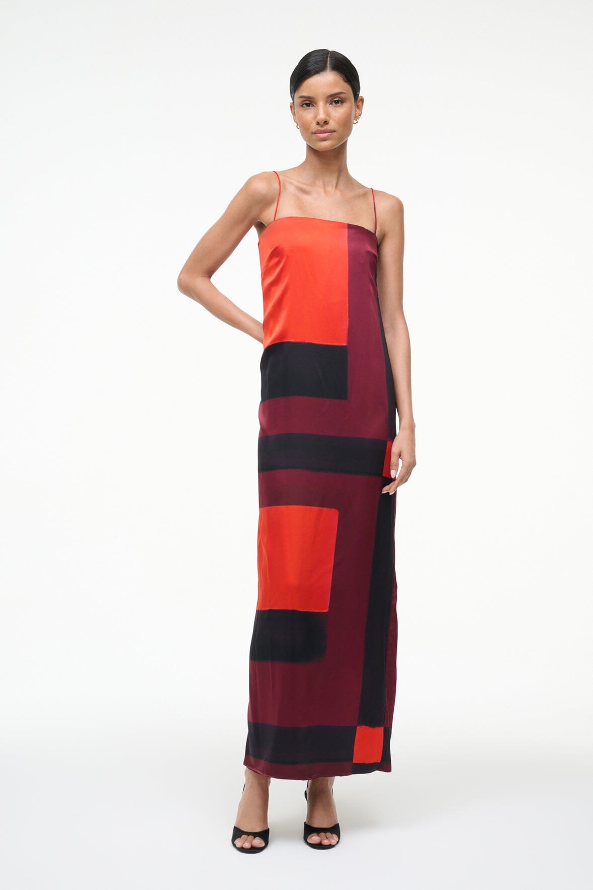 STAUD Sale Mae Silk Dress Ruby Prism