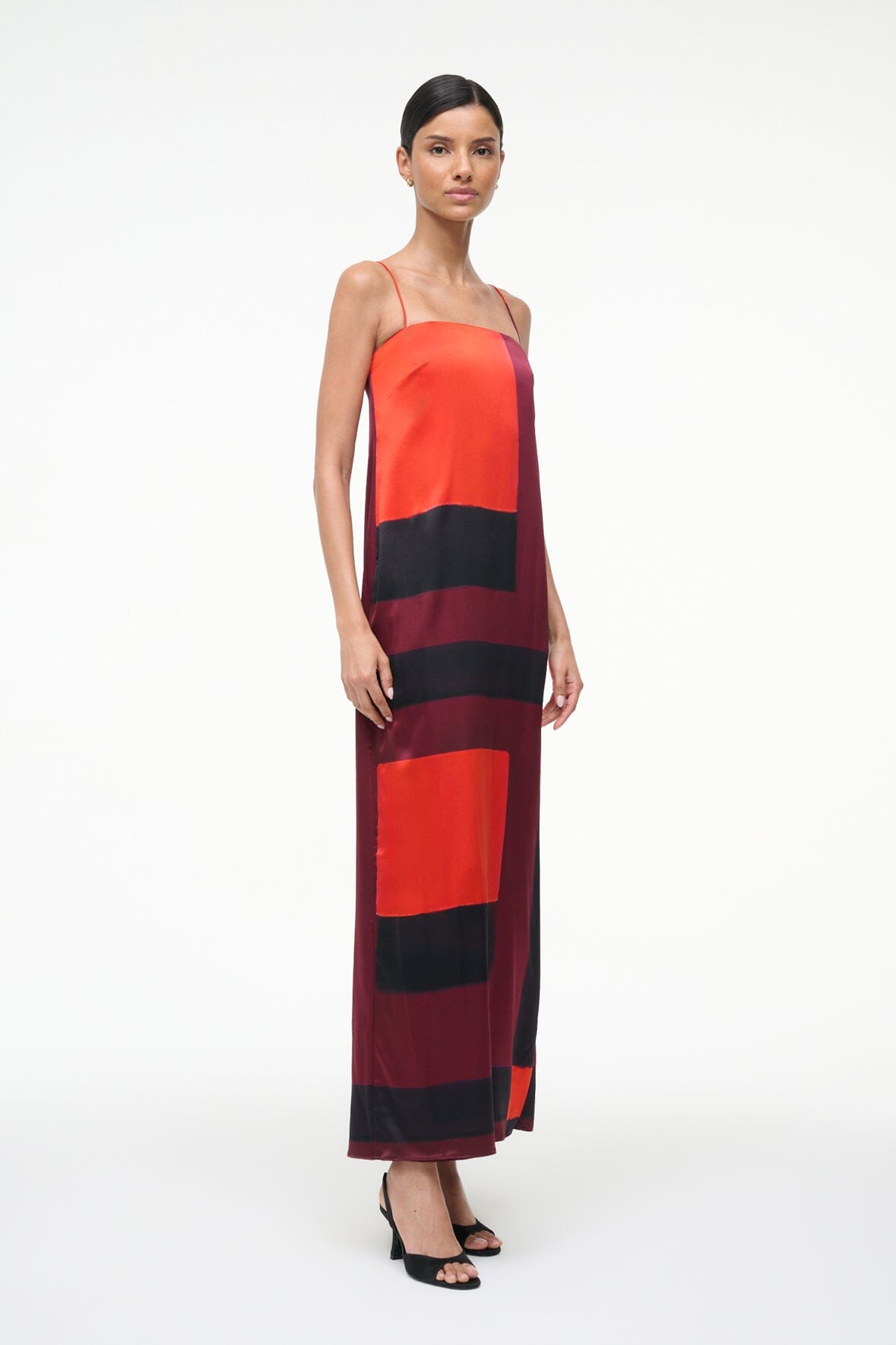 STAUD Sale Mae Silk Dress Ruby Prism