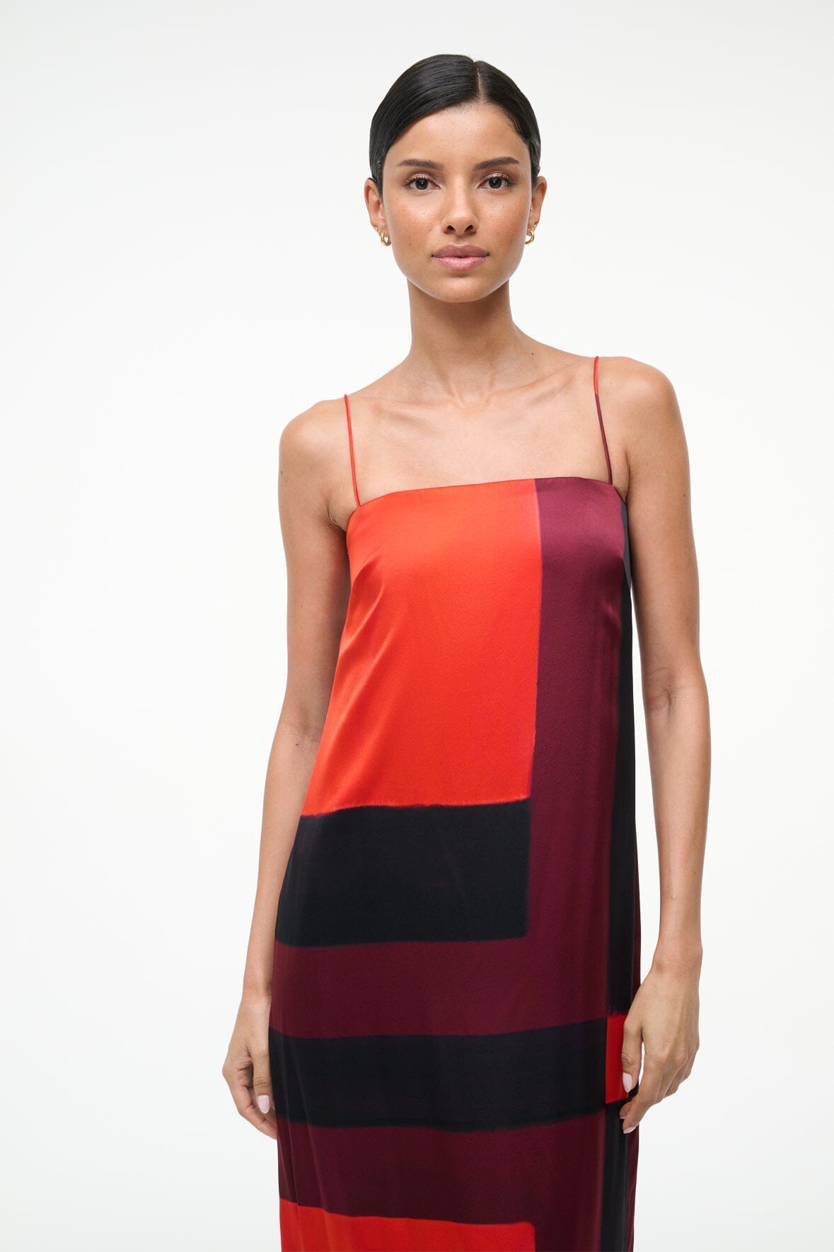 STAUD Sale Mae Silk Dress Ruby Prism