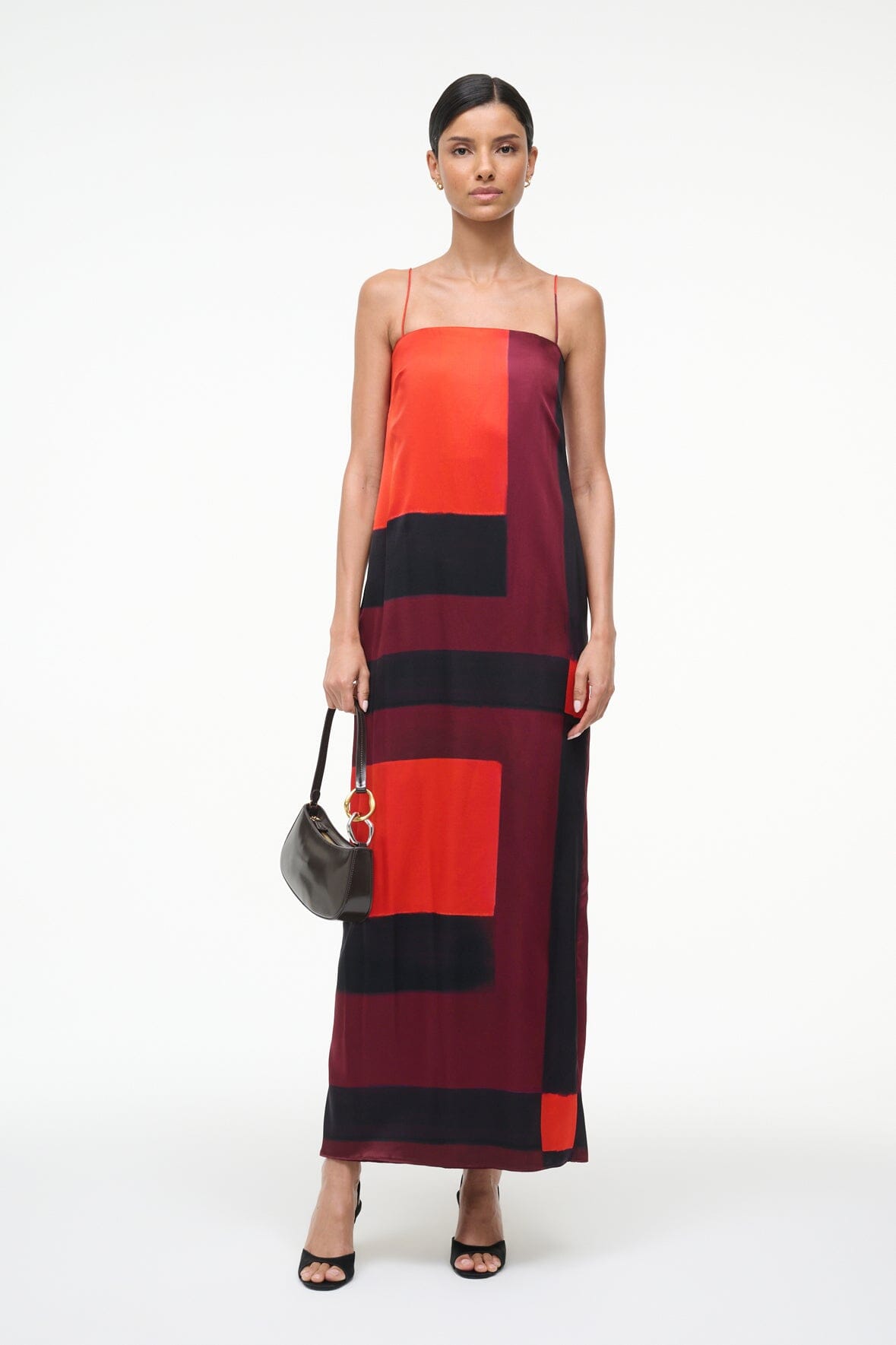 STAUD Sale Mae Silk Dress Ruby Prism