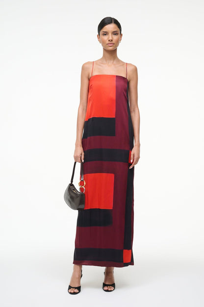 STAUD Sale Mae Silk Dress Ruby Prism