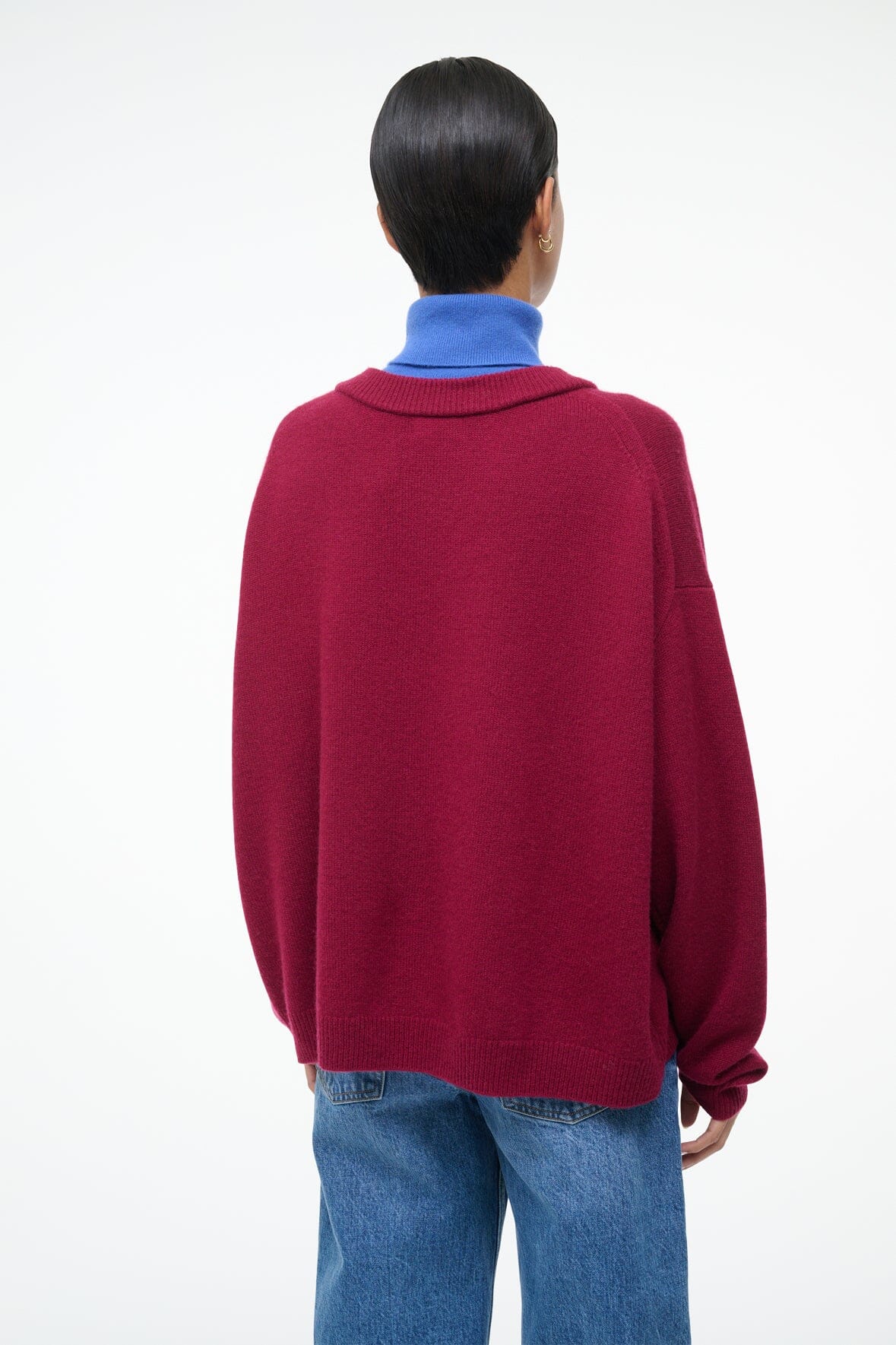 STAUD Sale Doris Cashmere Sweater Crimson Sapphire