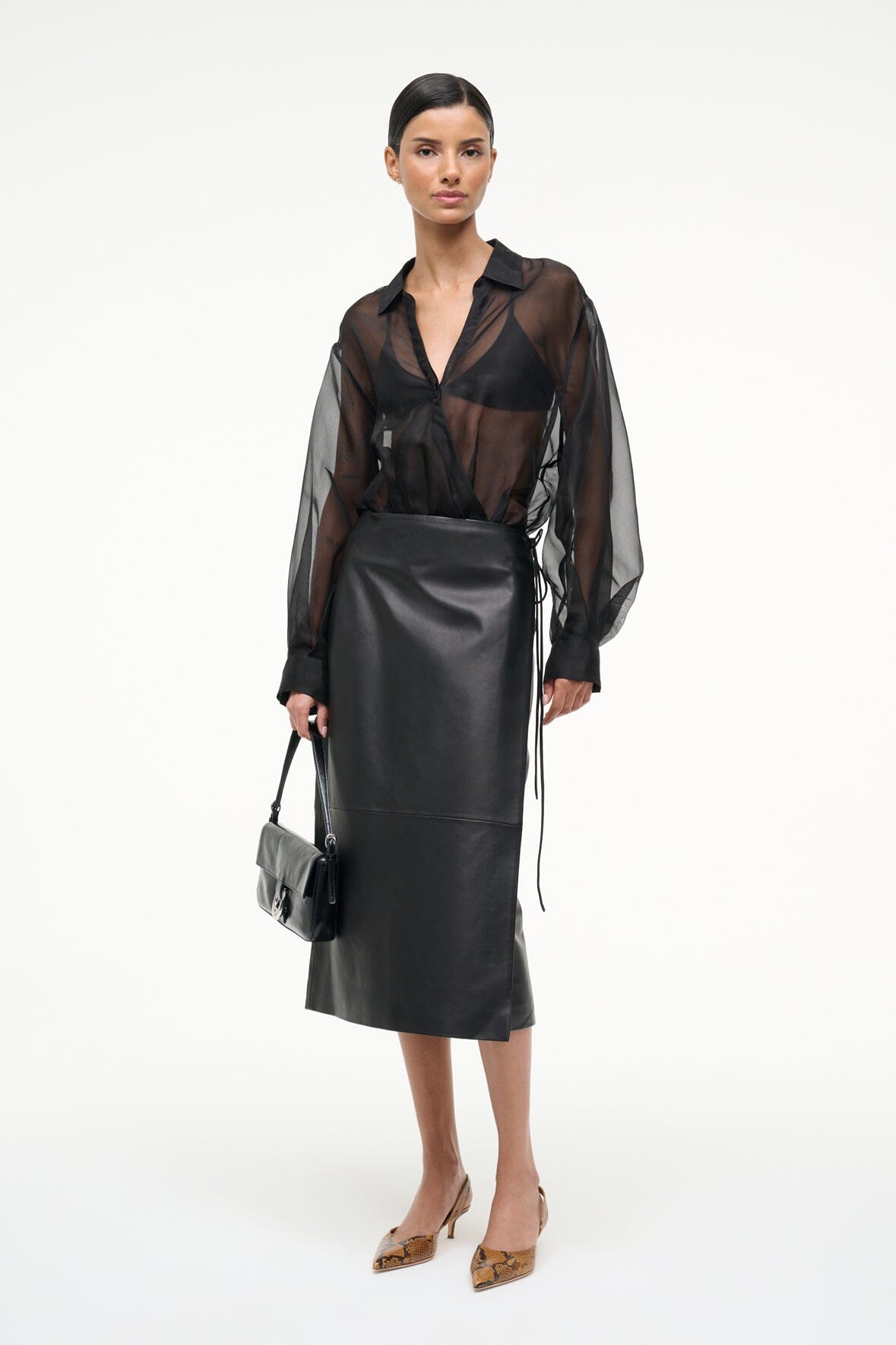 STAUD Sale Eve Silk Bodysuit Black