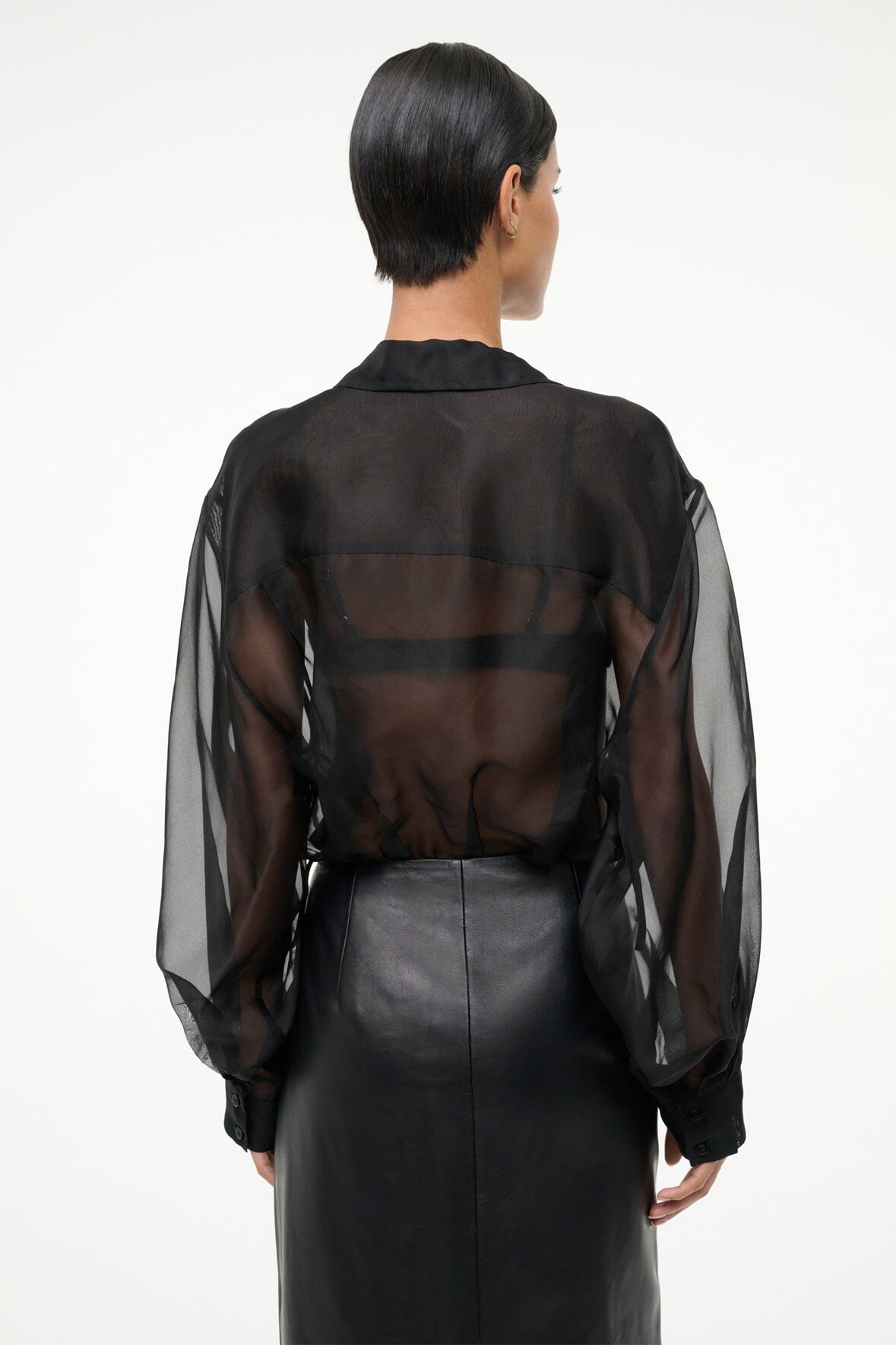 STAUD Sale Eve Silk Bodysuit Black