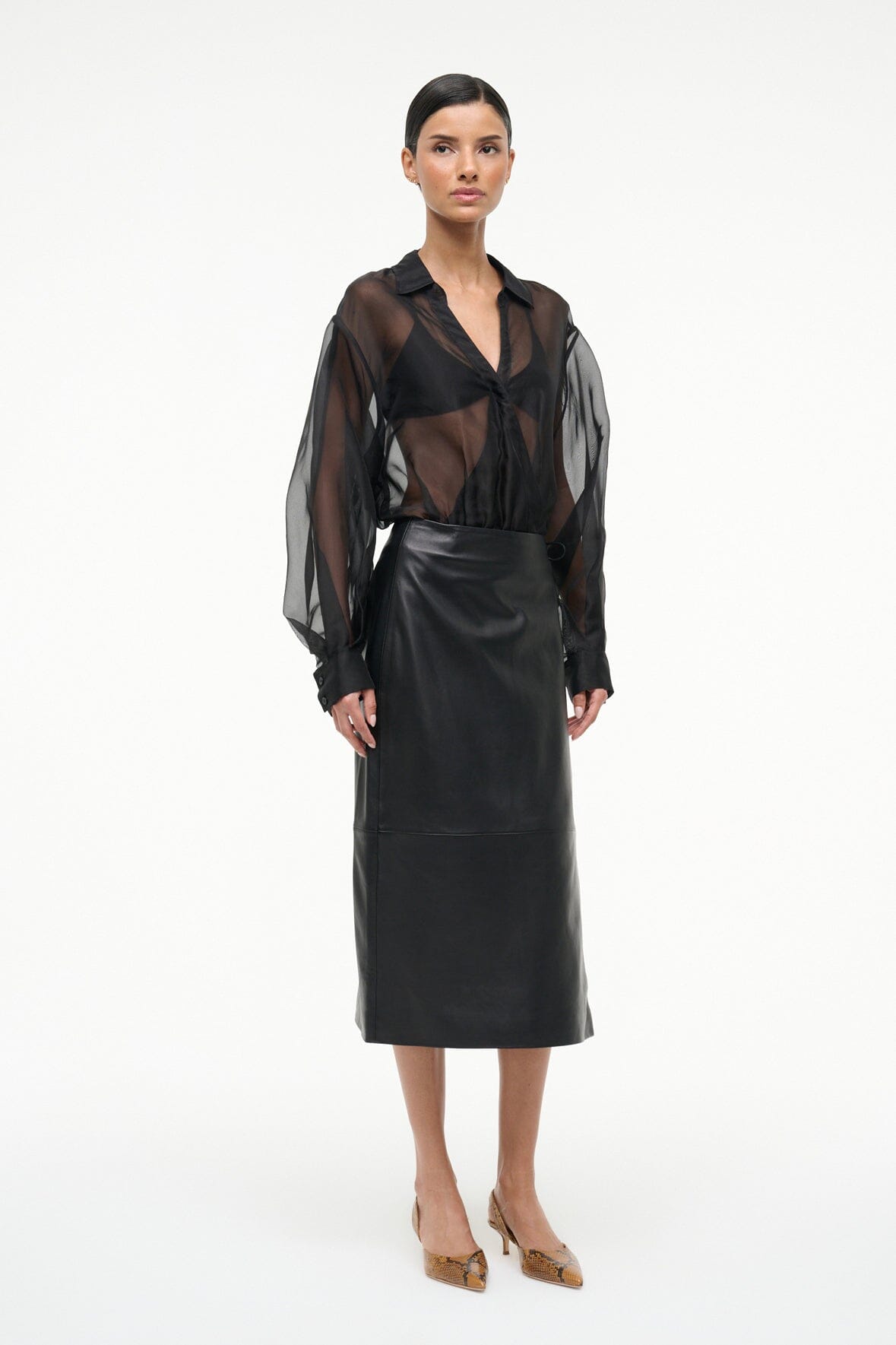 STAUD Sale Eve Silk Bodysuit Black