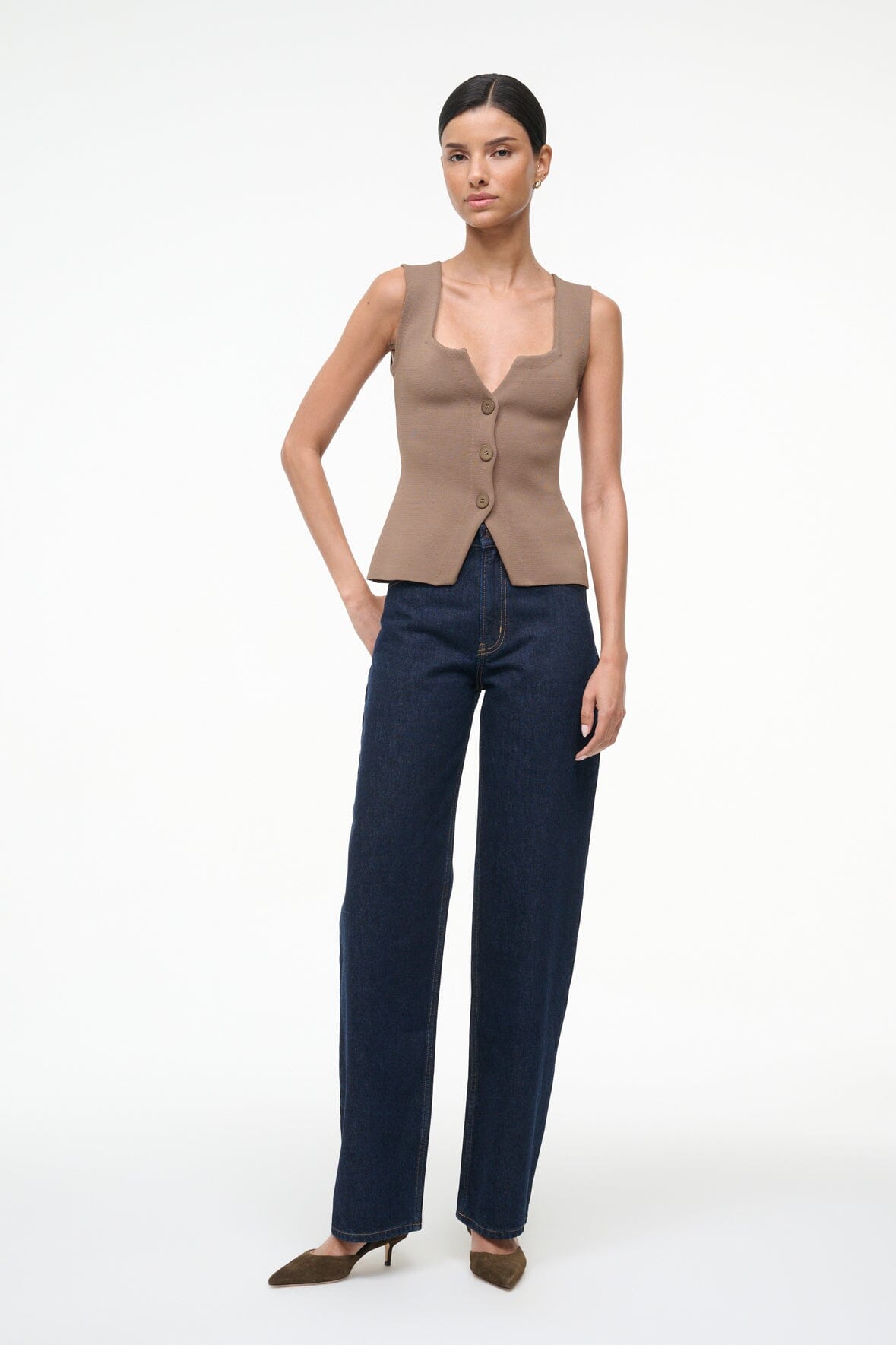 STAUD Sale Marisa Top Taupe