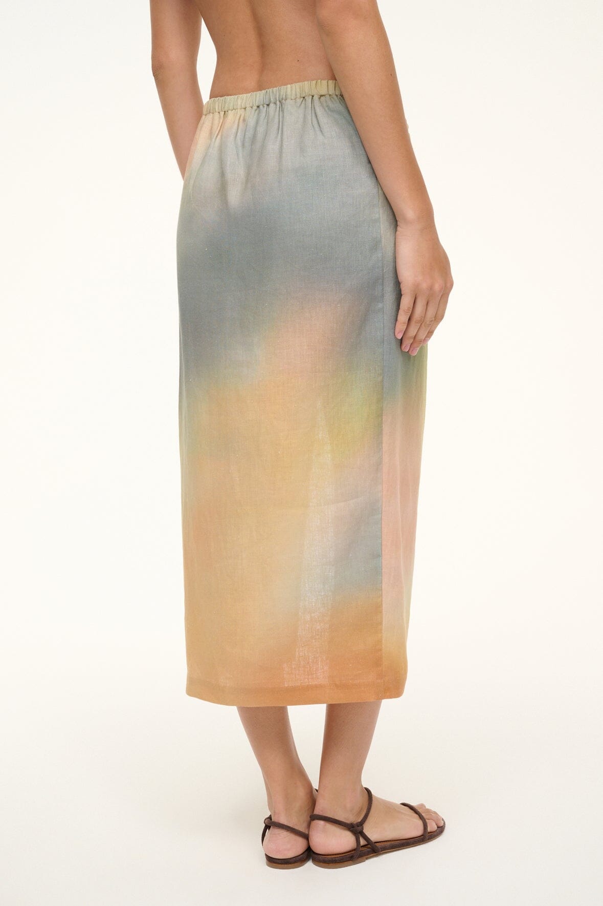 STAUD Sale Porto Linen Skirt Pastel Clouds