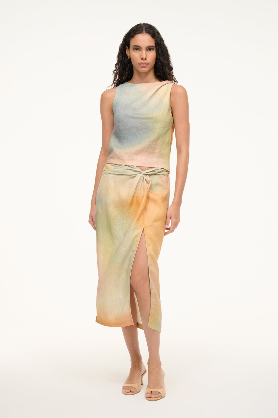 STAUD Sale Porto Linen Skirt Pastel Clouds