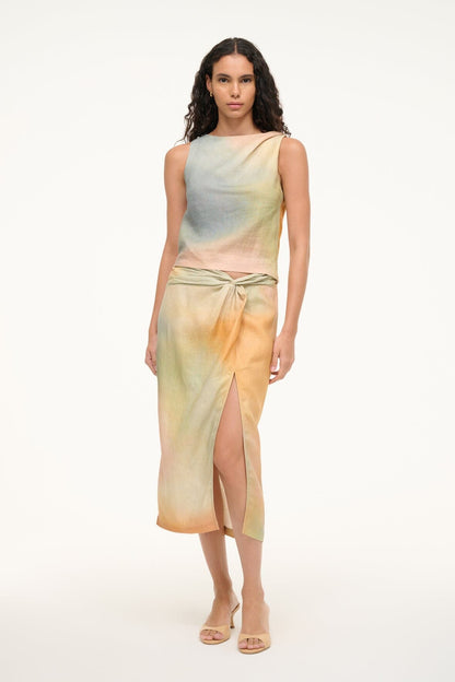 STAUD Sale Porto Linen Skirt Pastel Clouds