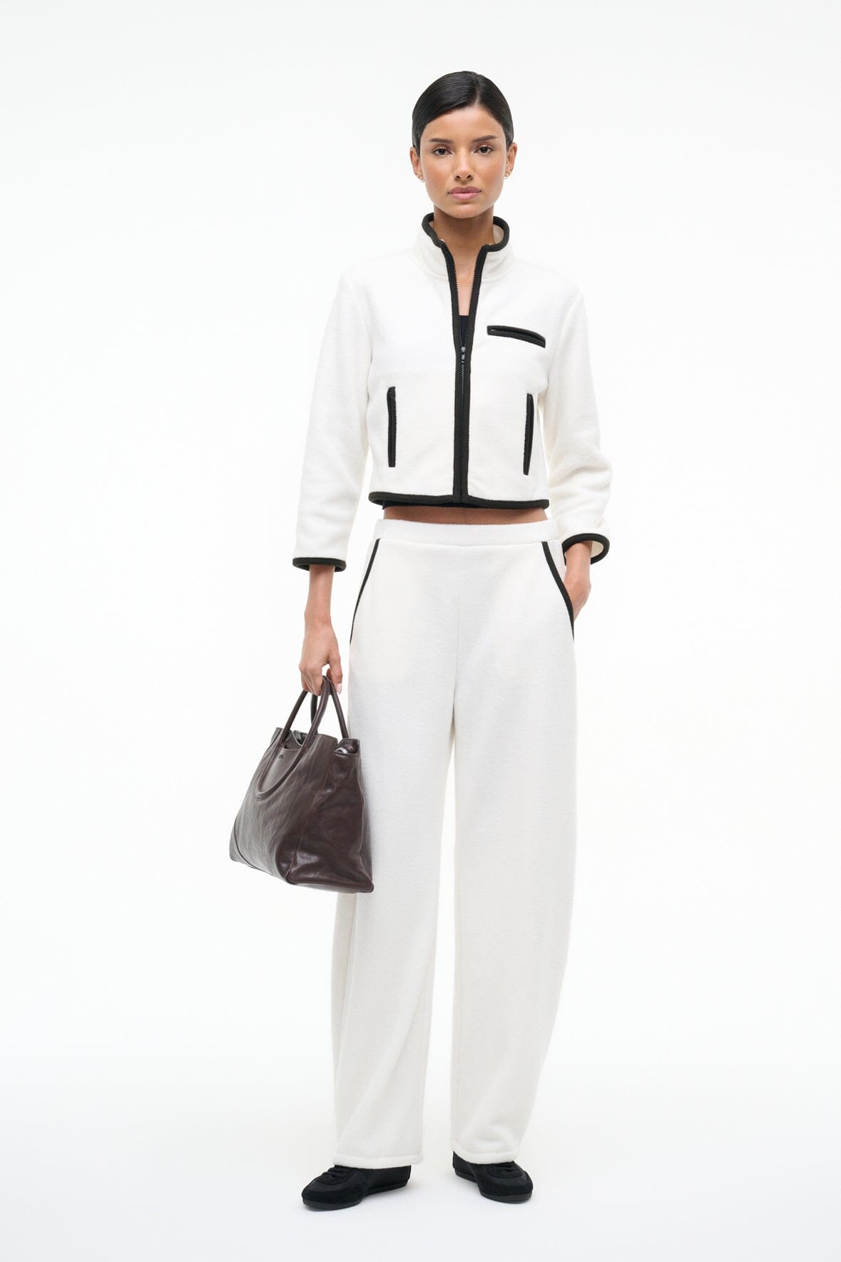 STAUD Sale Jeter Jacket Ivory Black