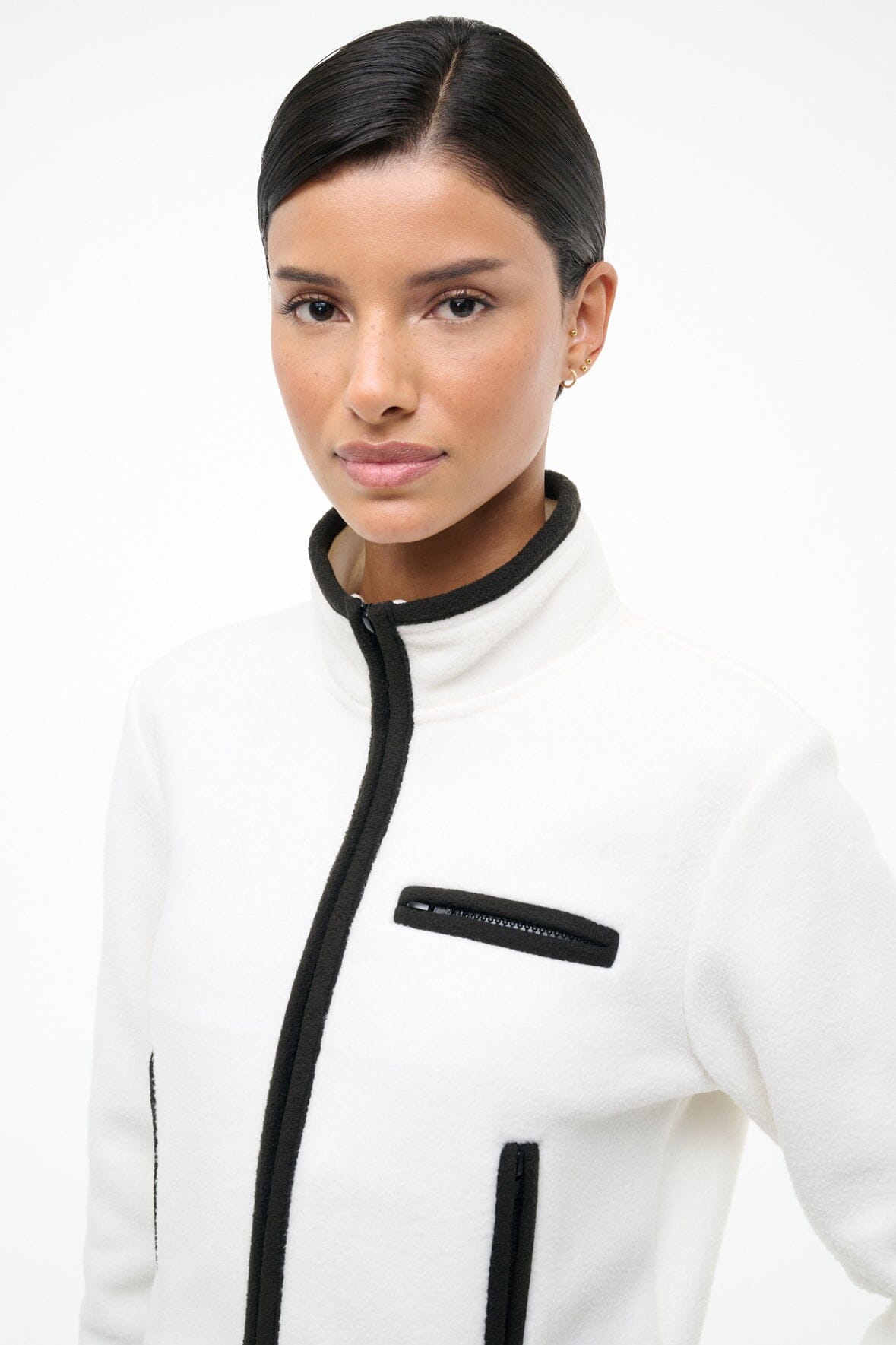 STAUD Sale Jeter Jacket Ivory Black