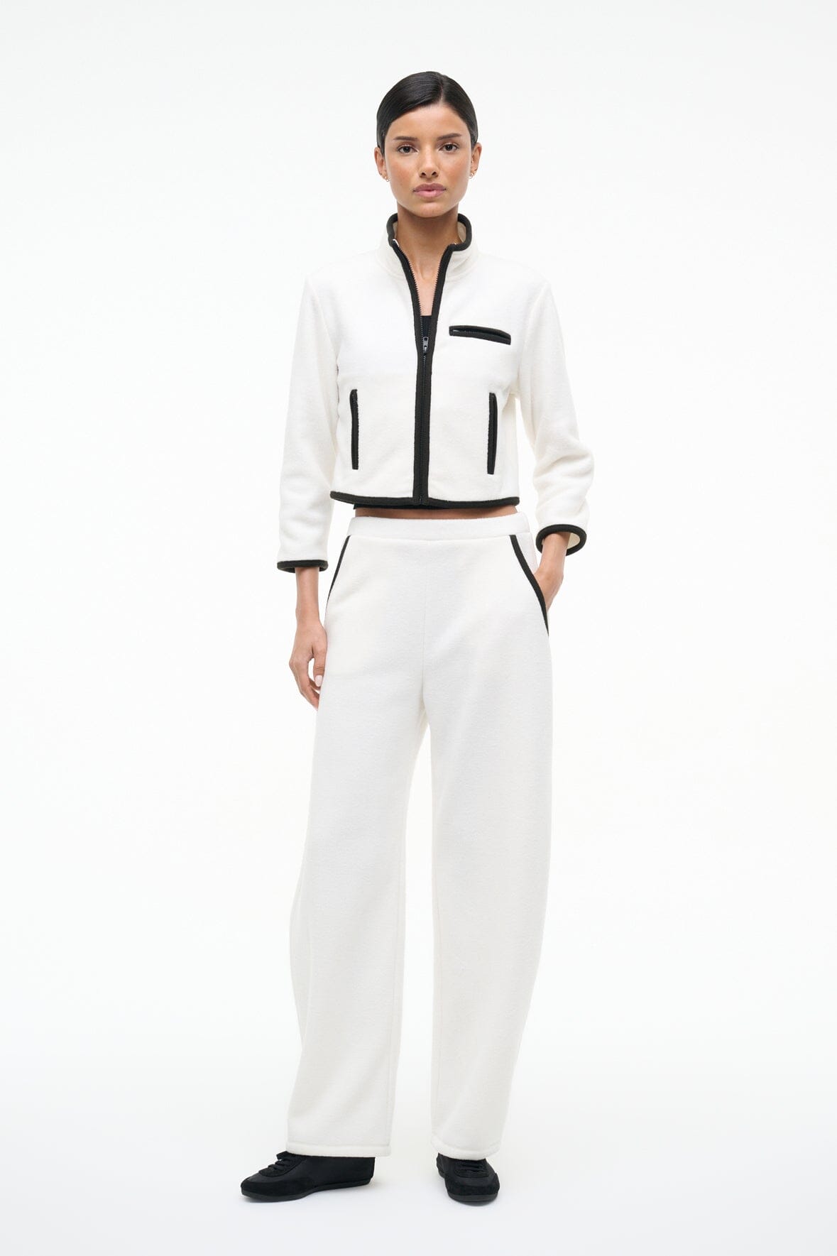 STAUD Sale Jeter Jacket Ivory Black