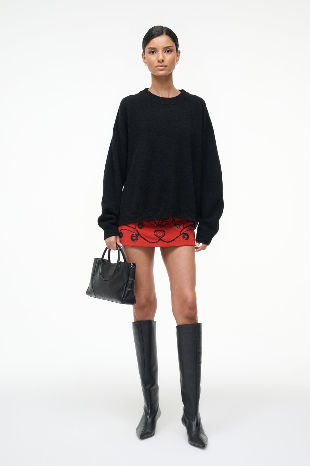 STAUD Sale Crest Skirt Cayenne Beaded