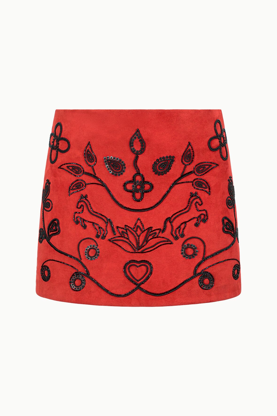 STAUD Sale Crest Skirt Cayenne Beaded