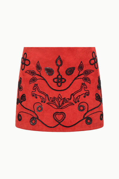 STAUD Sale Crest Skirt Cayenne Beaded