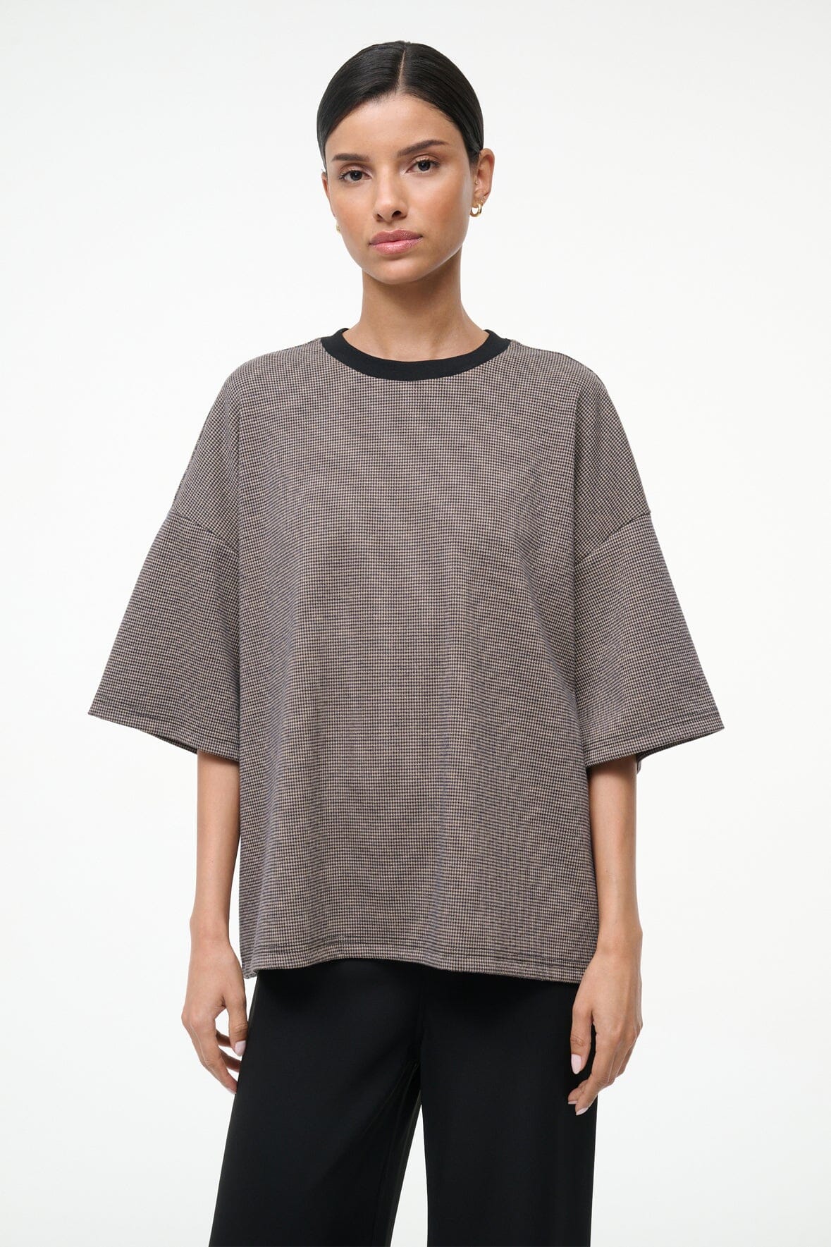 STAUD Sale Capsule Top Houndstooth