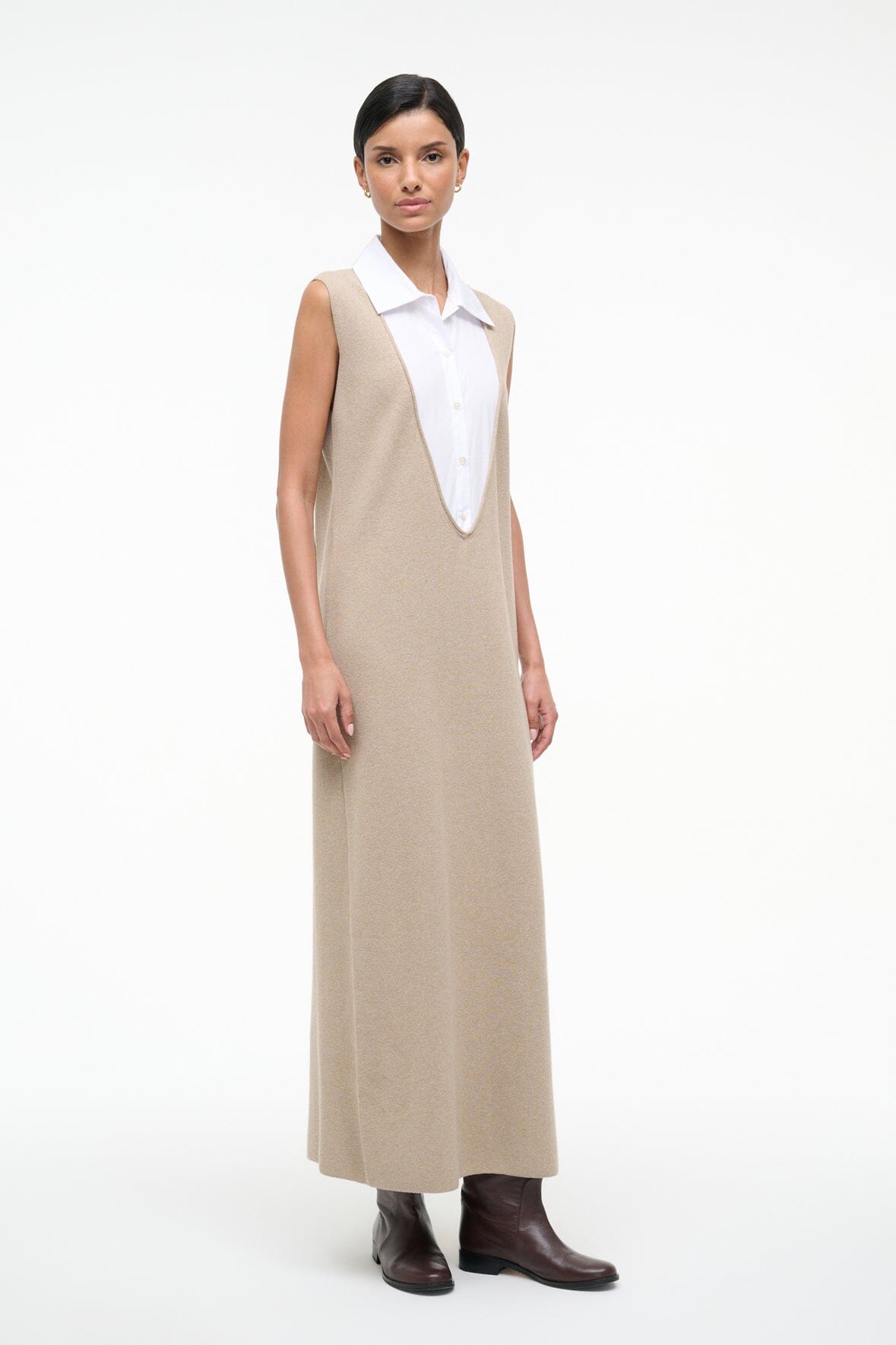 STAUD Sale Leslie Dress Sand/White