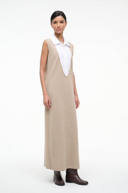 STAUD Sale Leslie Dress Sand/White