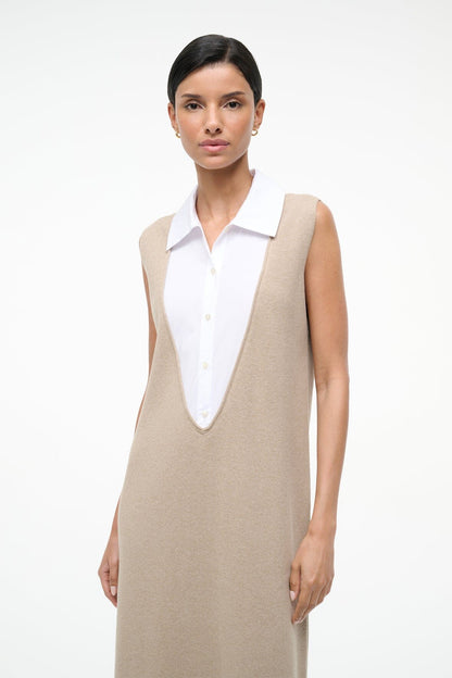 STAUD Sale Leslie Dress Sand/White