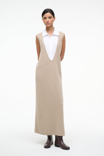 STAUD Sale Leslie Dress Sand/White