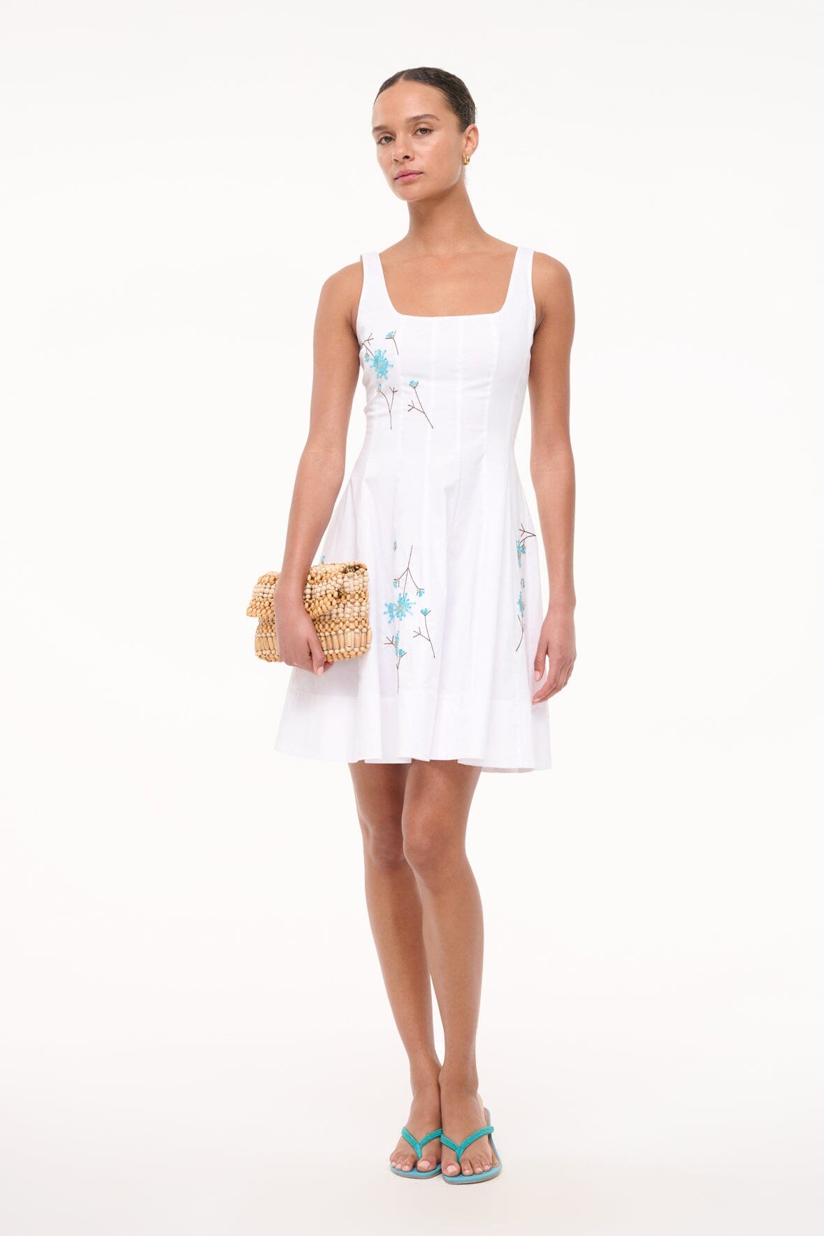 STAUD Sale Mini Wells Dress Dandelion White