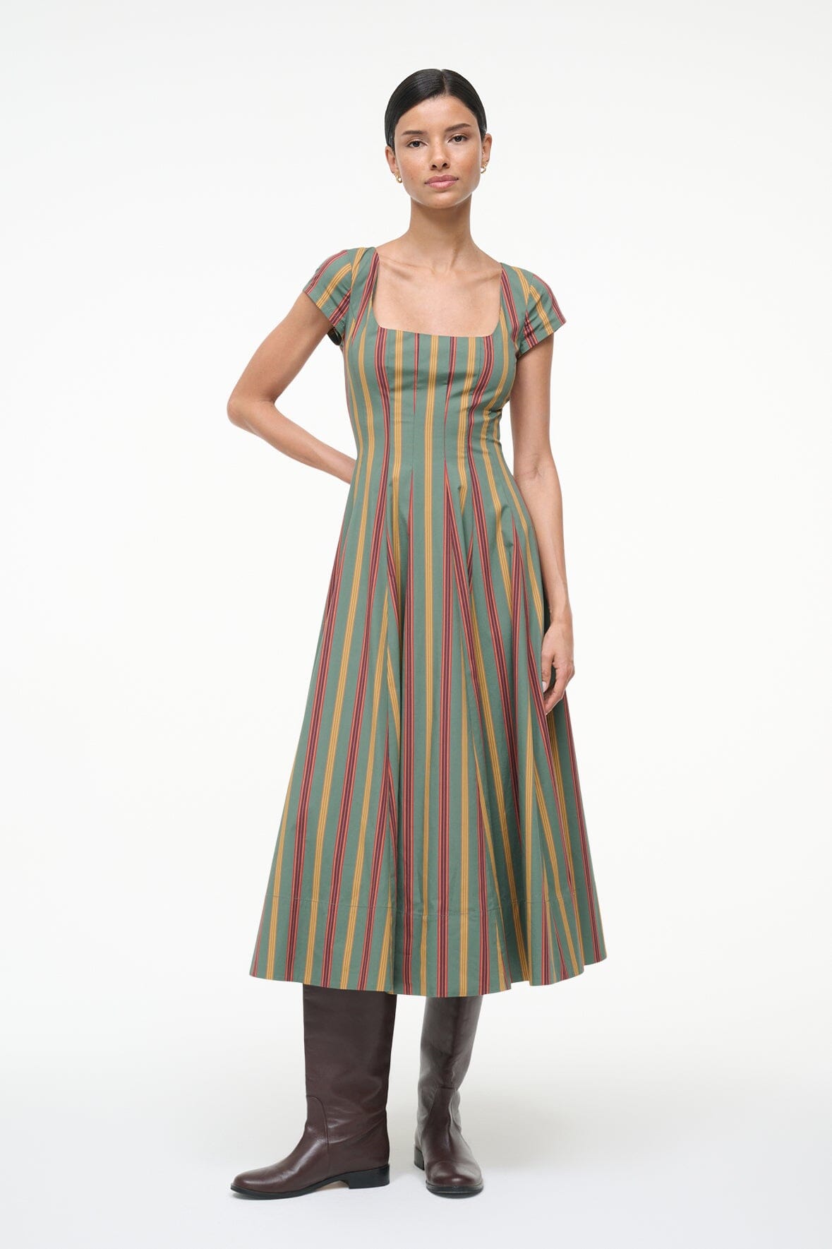 STAUD Sale Short Sleeve Wells Dress Trailblazer Stripe