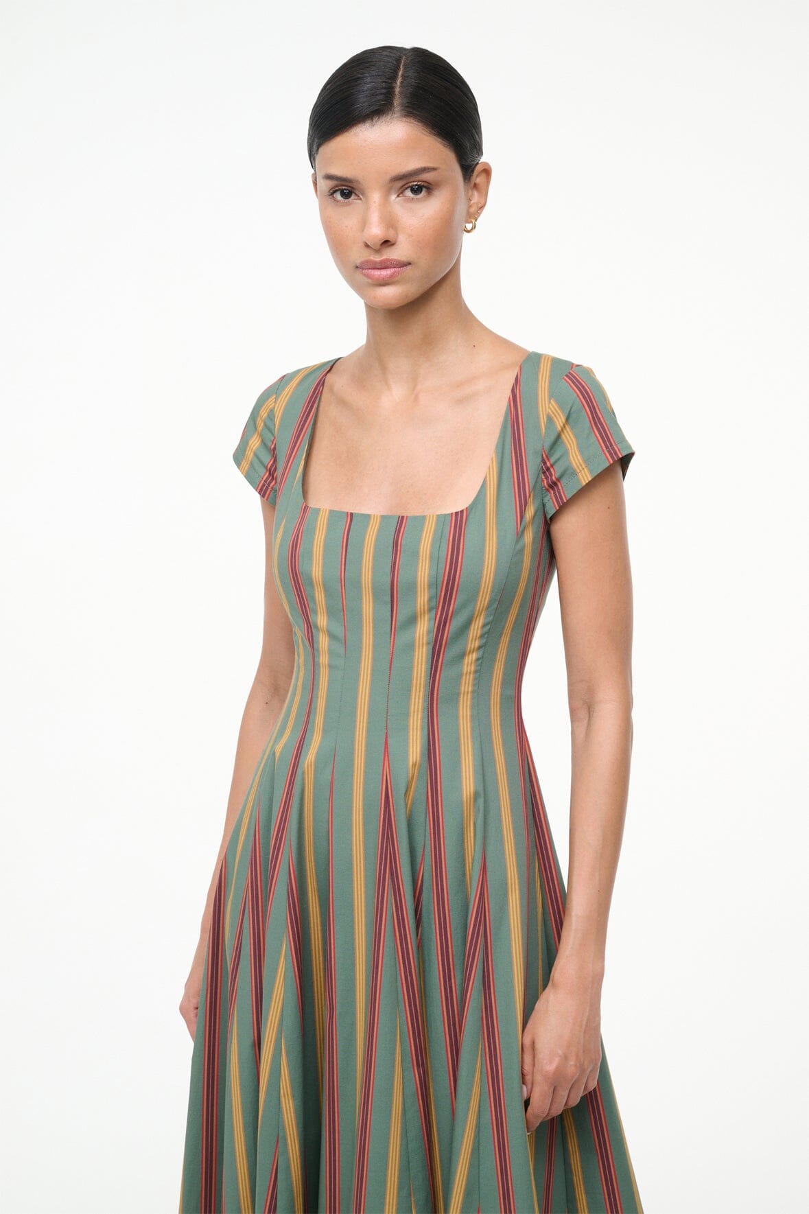 STAUD Sale Short Sleeve Wells Dress Trailblazer Stripe
