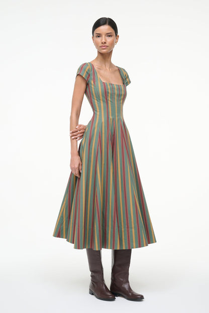 STAUD Sale Short Sleeve Wells Dress Trailblazer Stripe