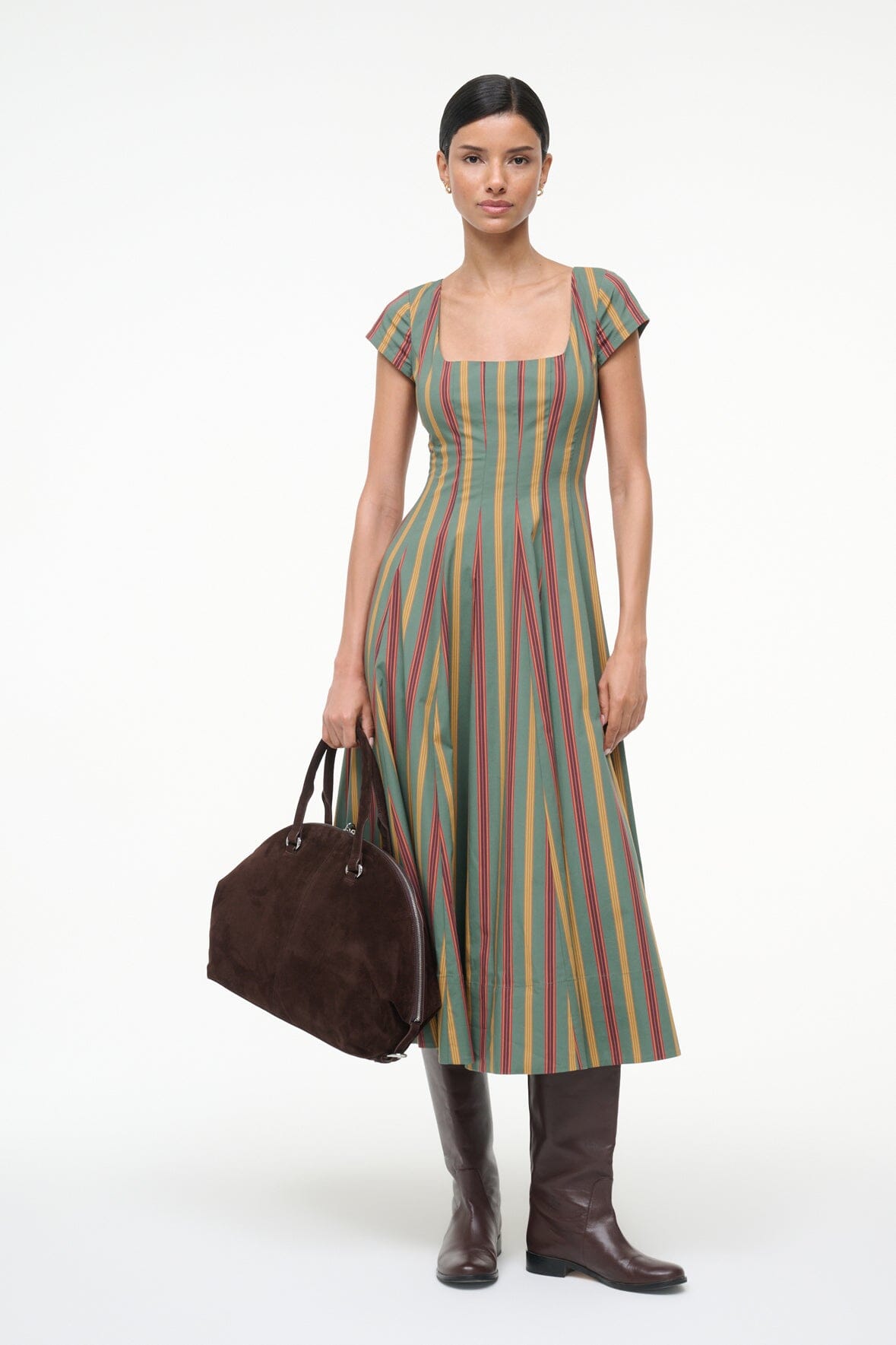 STAUD Sale Short Sleeve Wells Dress Trailblazer Stripe