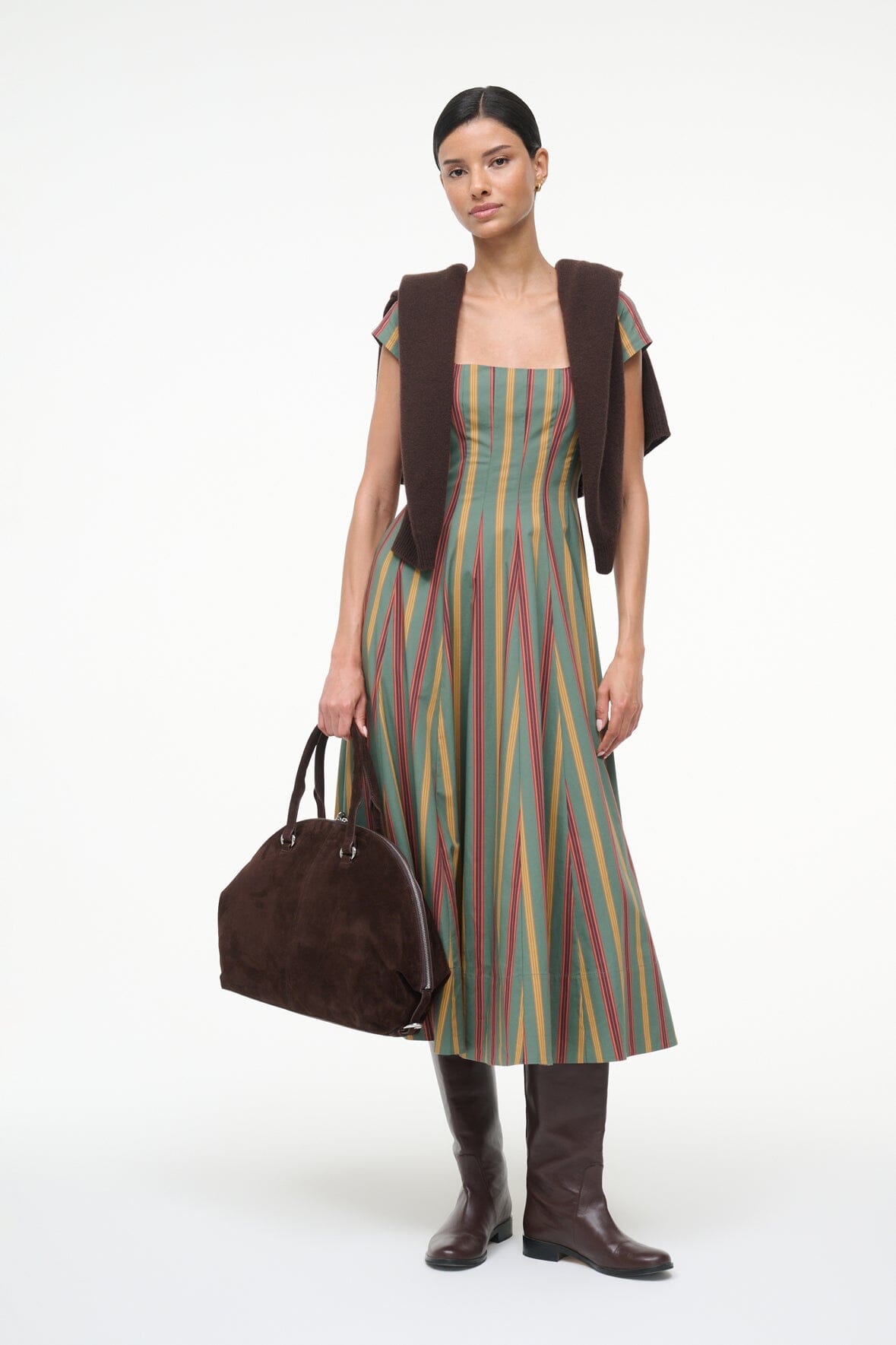 STAUD Sale Short Sleeve Wells Dress Trailblazer Stripe