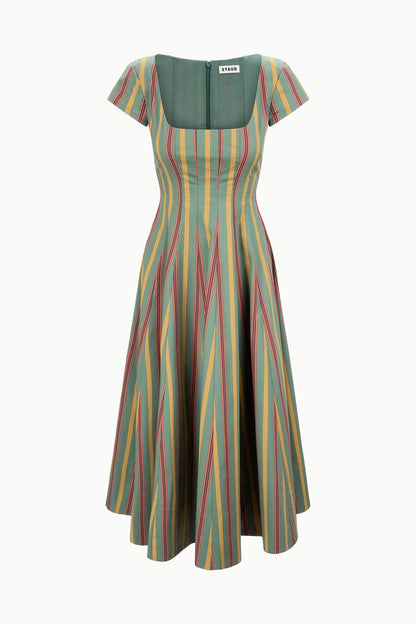 STAUD Sale Short Sleeve Wells Dress Trailblazer Stripe