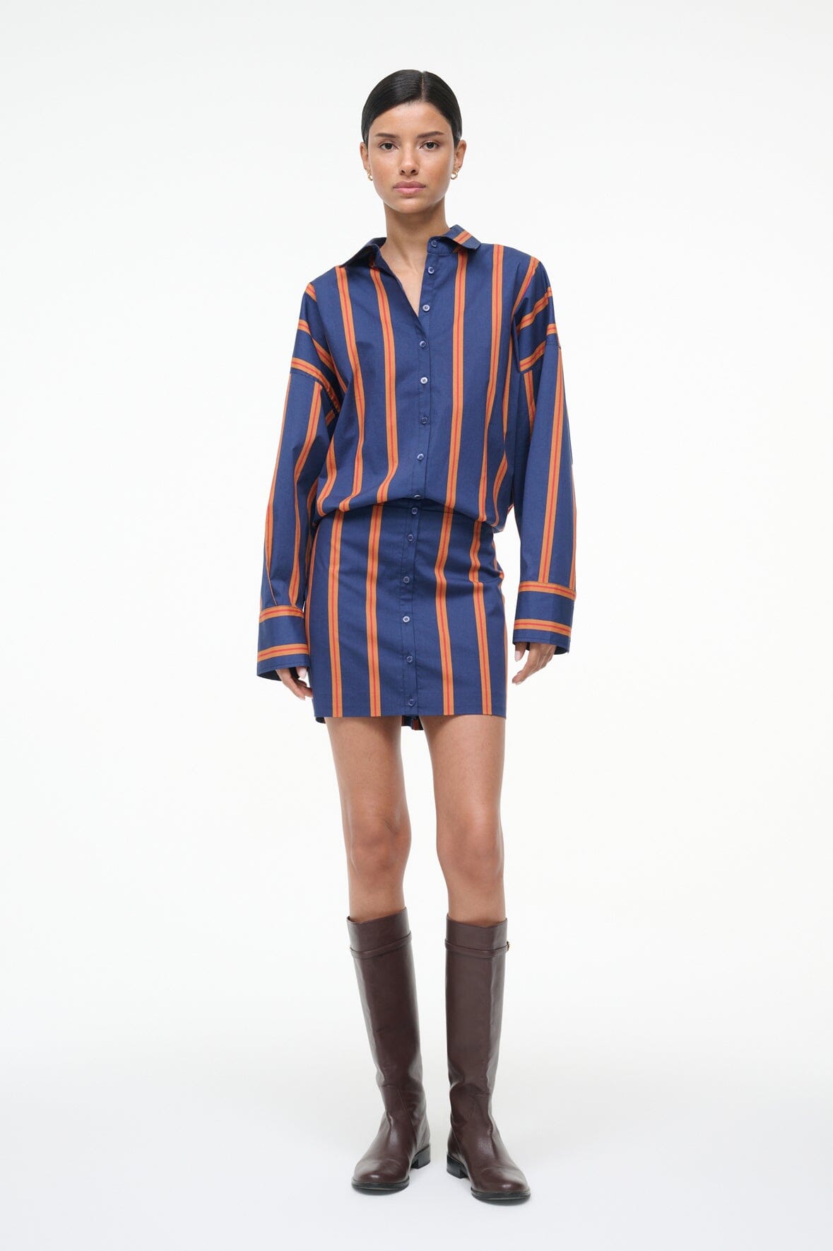 STAUD Sale Cynthia Dress Railroad Stripe