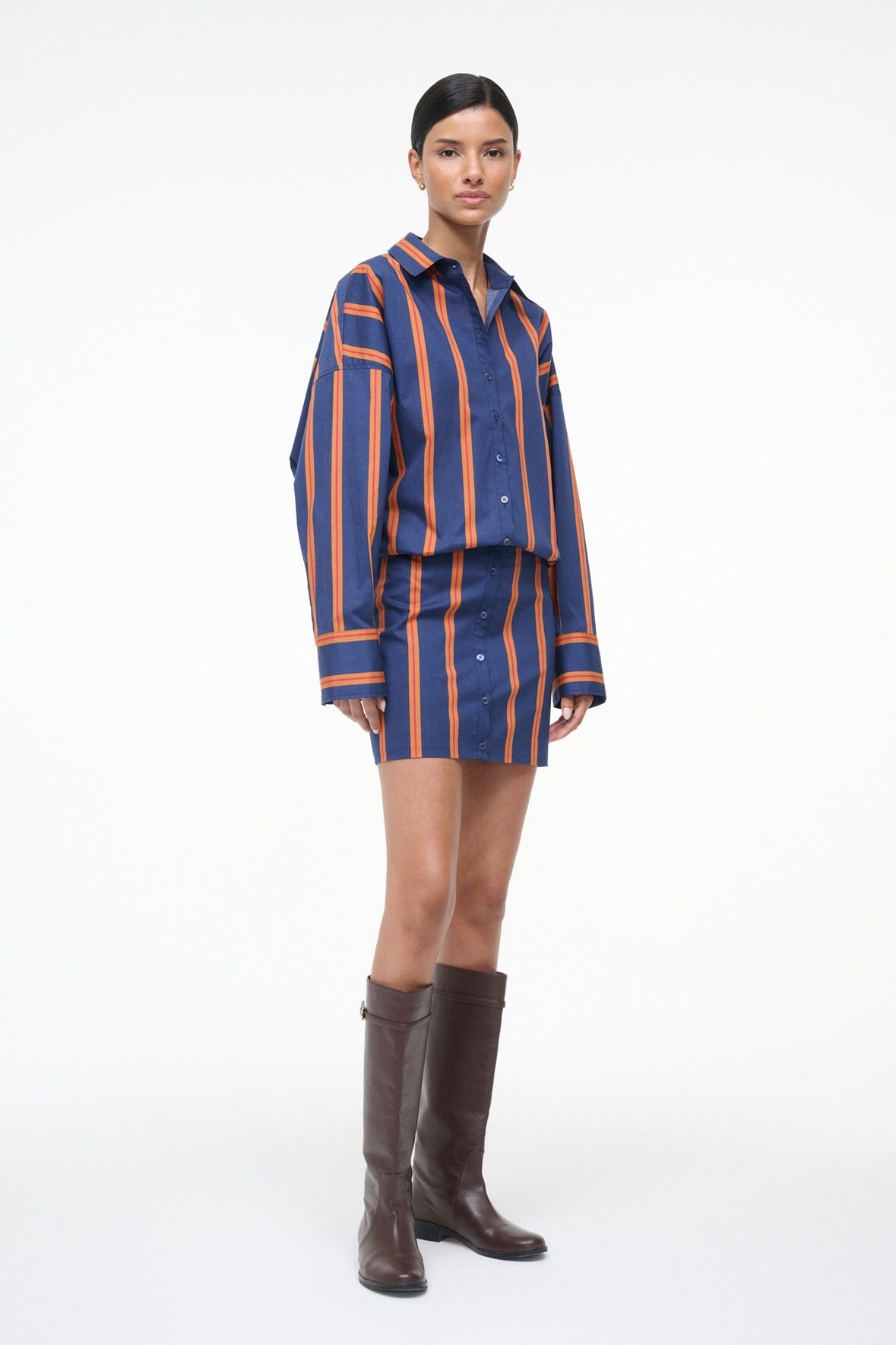 STAUD Sale Cynthia Dress Railroad Stripe