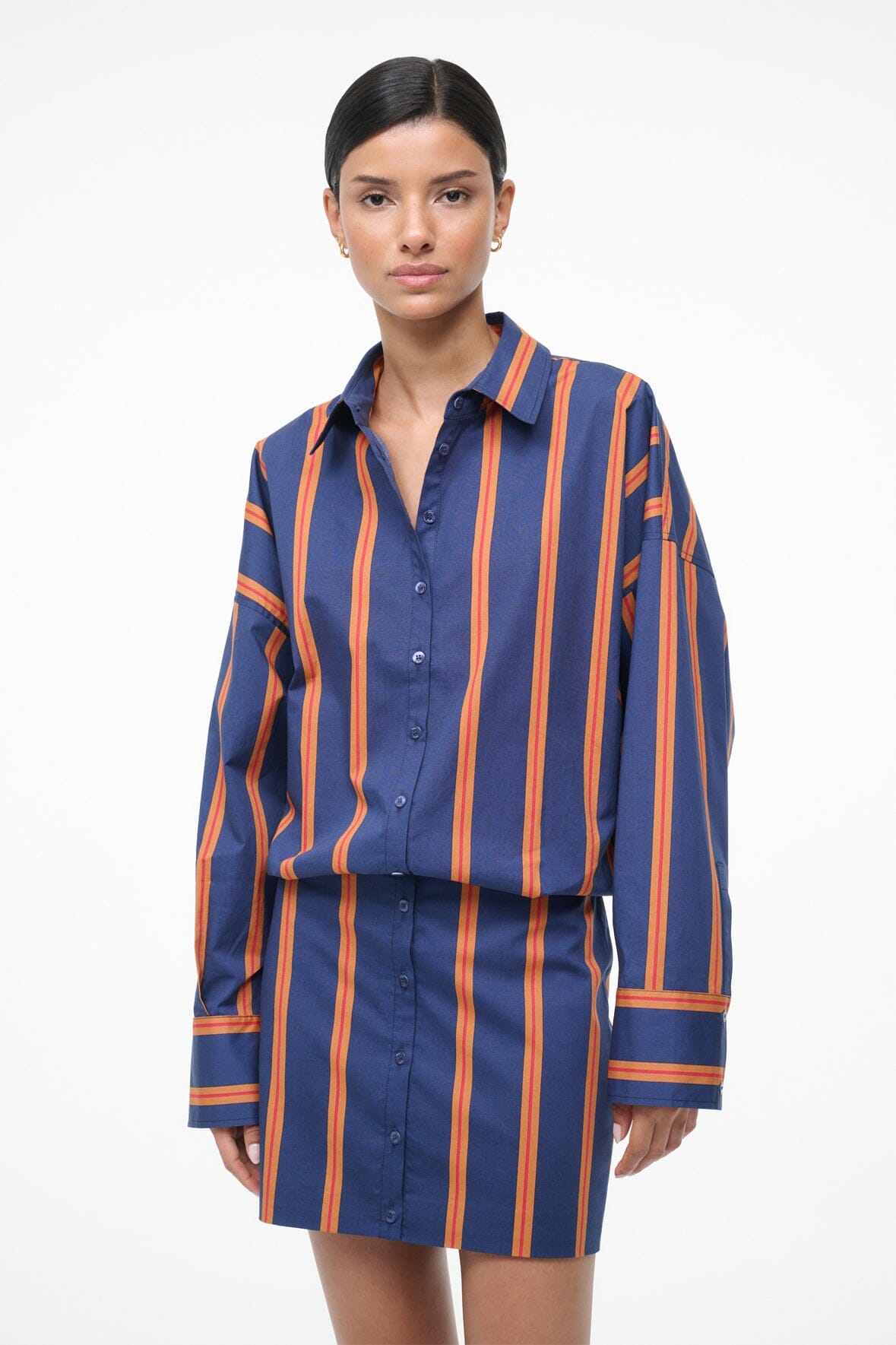 STAUD Sale Cynthia Dress Railroad Stripe