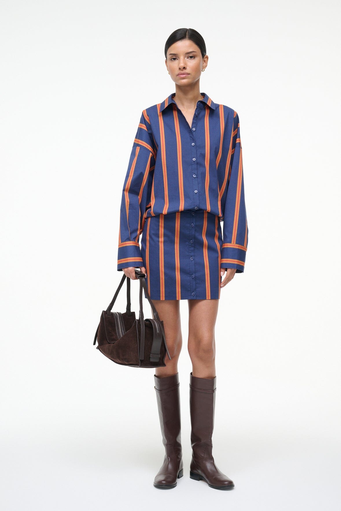 STAUD Sale Cynthia Dress Railroad Stripe