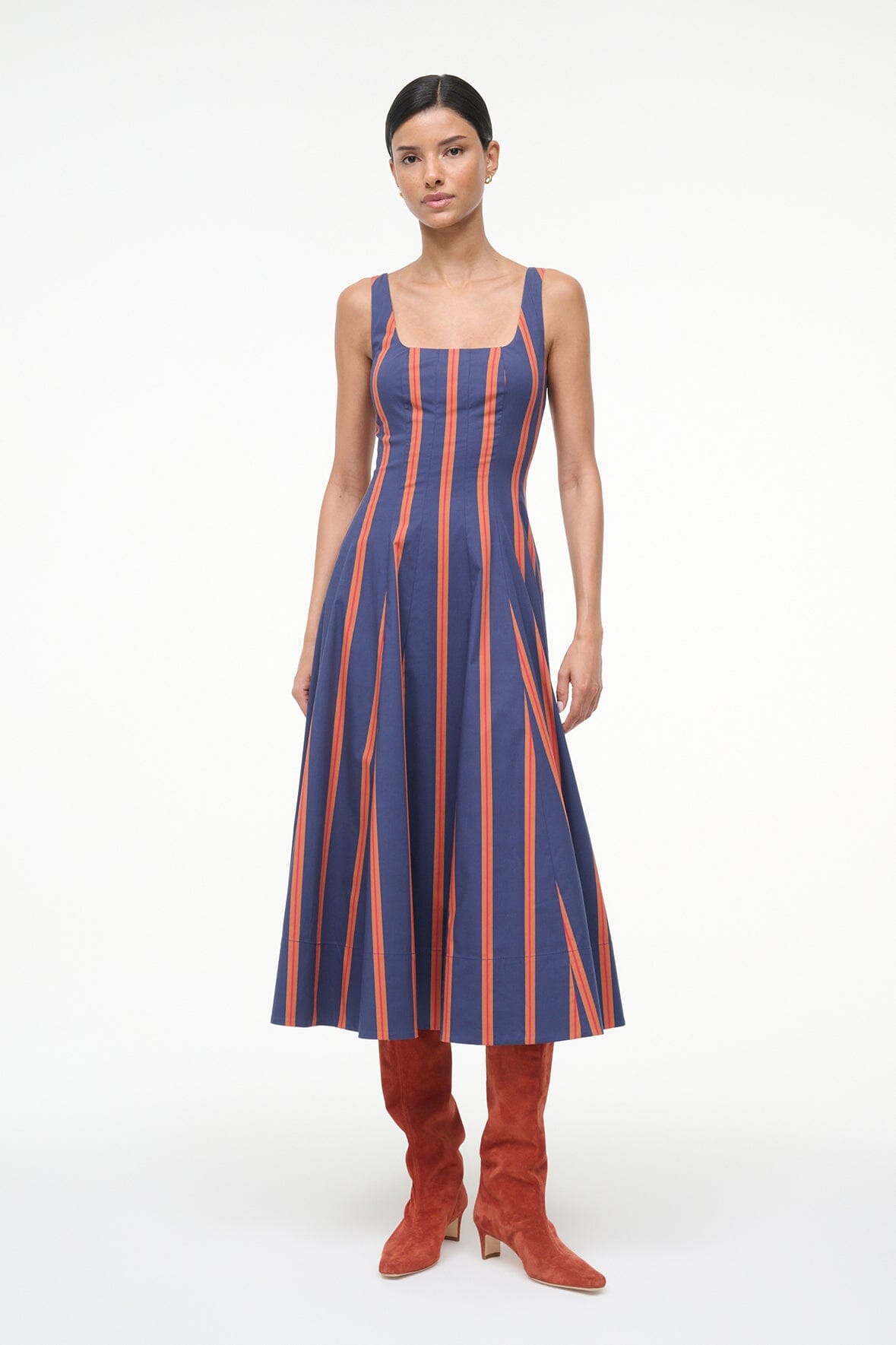 STAUD Sale Wells Dress Railroad Stripe