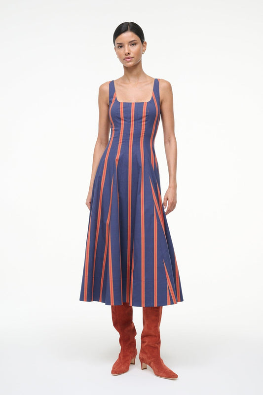 STAUD Sale Wells Dress Railroad Stripe