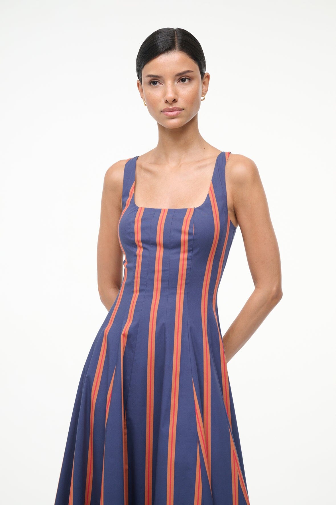 STAUD Sale Wells Dress Railroad Stripe