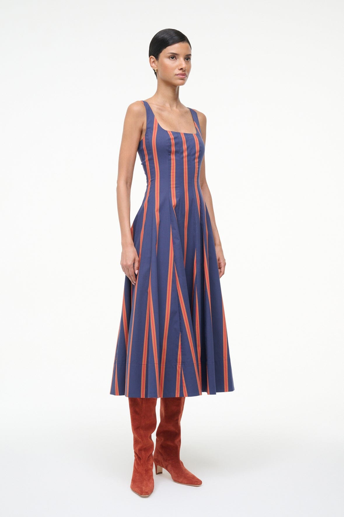 STAUD Sale Wells Dress Railroad Stripe