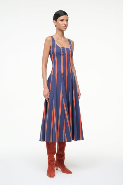 STAUD Sale Wells Dress Railroad Stripe