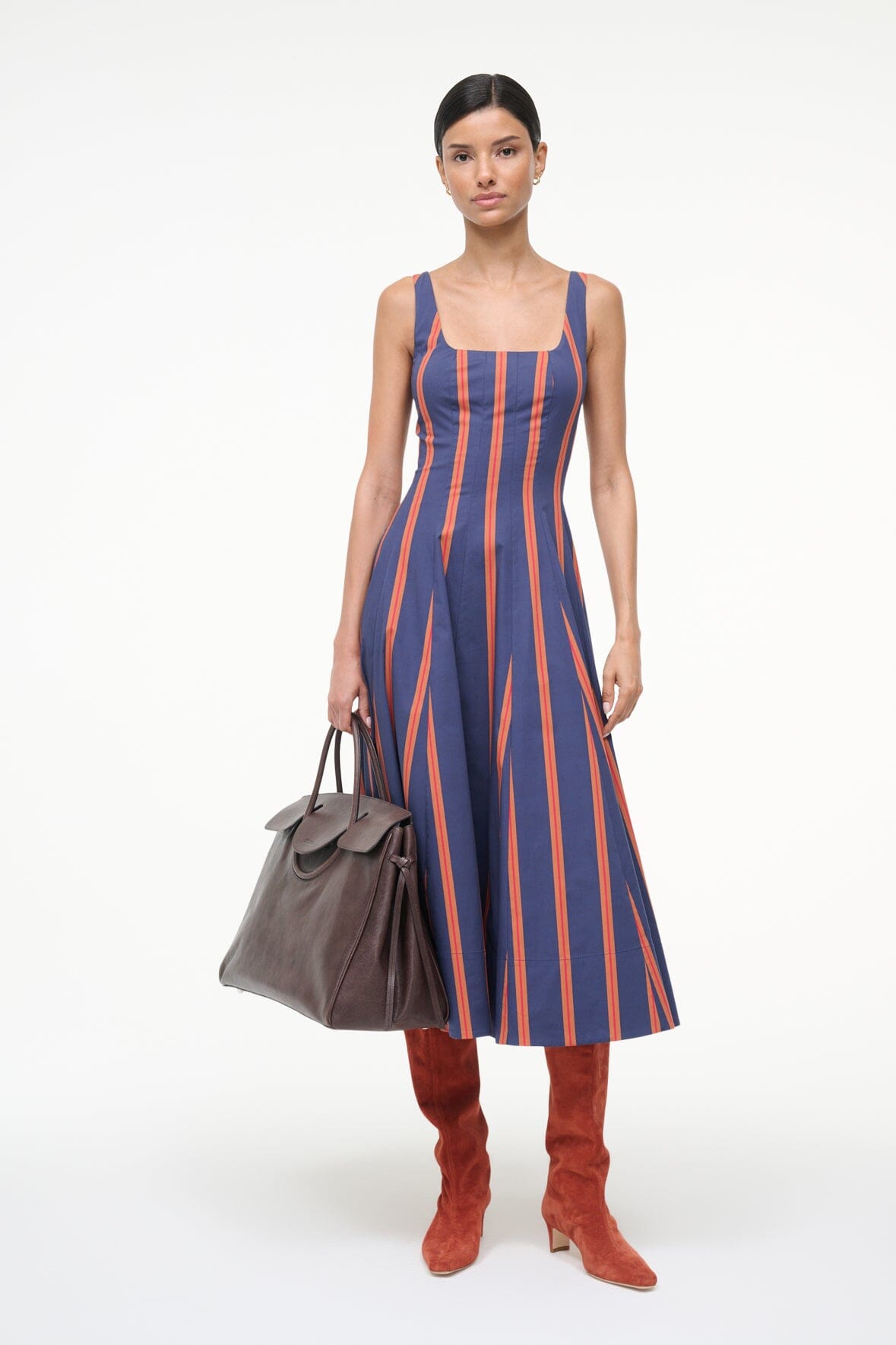 STAUD Sale Wells Dress Railroad Stripe