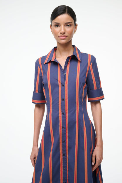 STAUD Sale Joan Dress Railroad Stripe