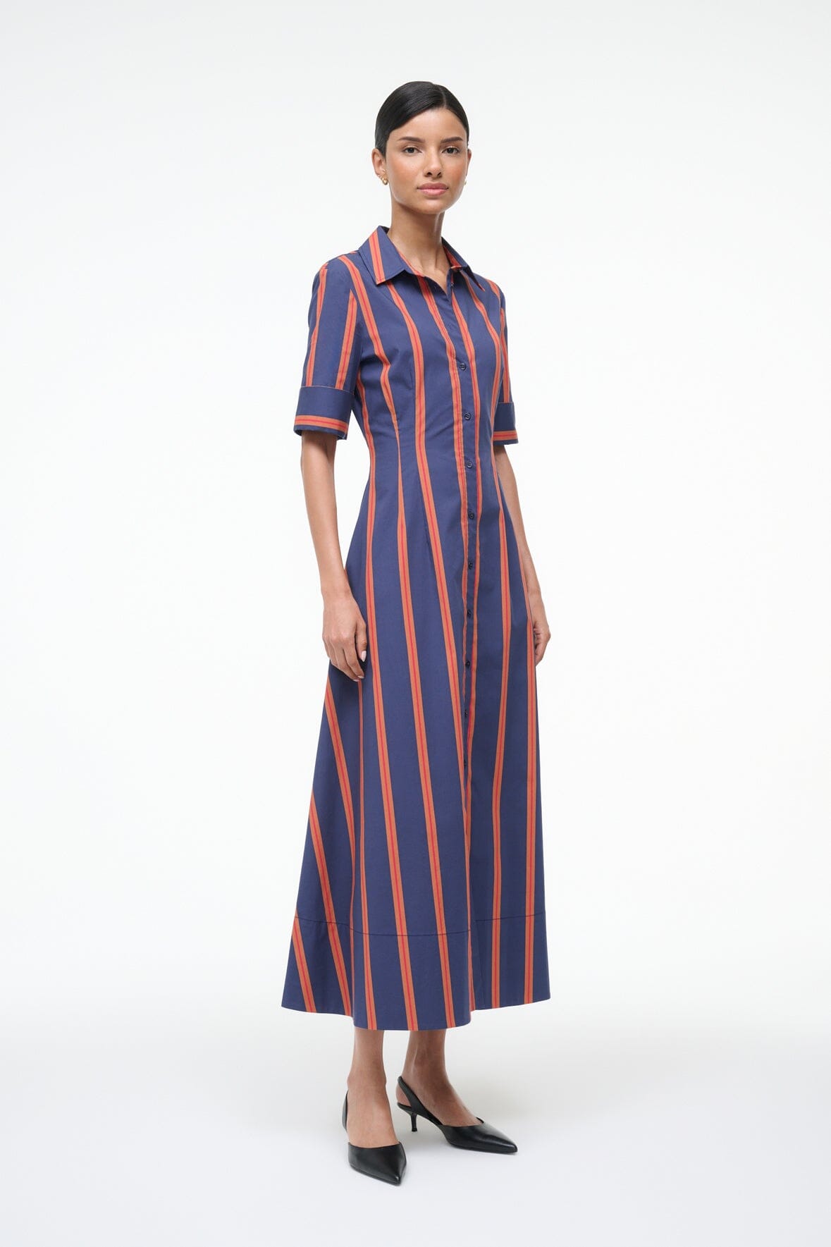 STAUD Sale Joan Dress Railroad Stripe