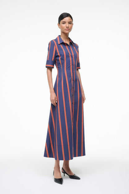 STAUD Sale Joan Dress Railroad Stripe