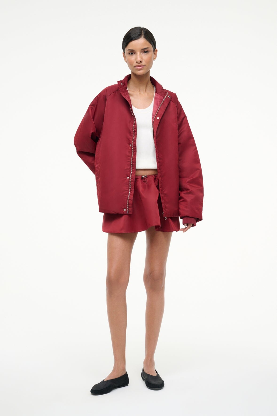 STAUD Sale Sosa Skirt Deep Red