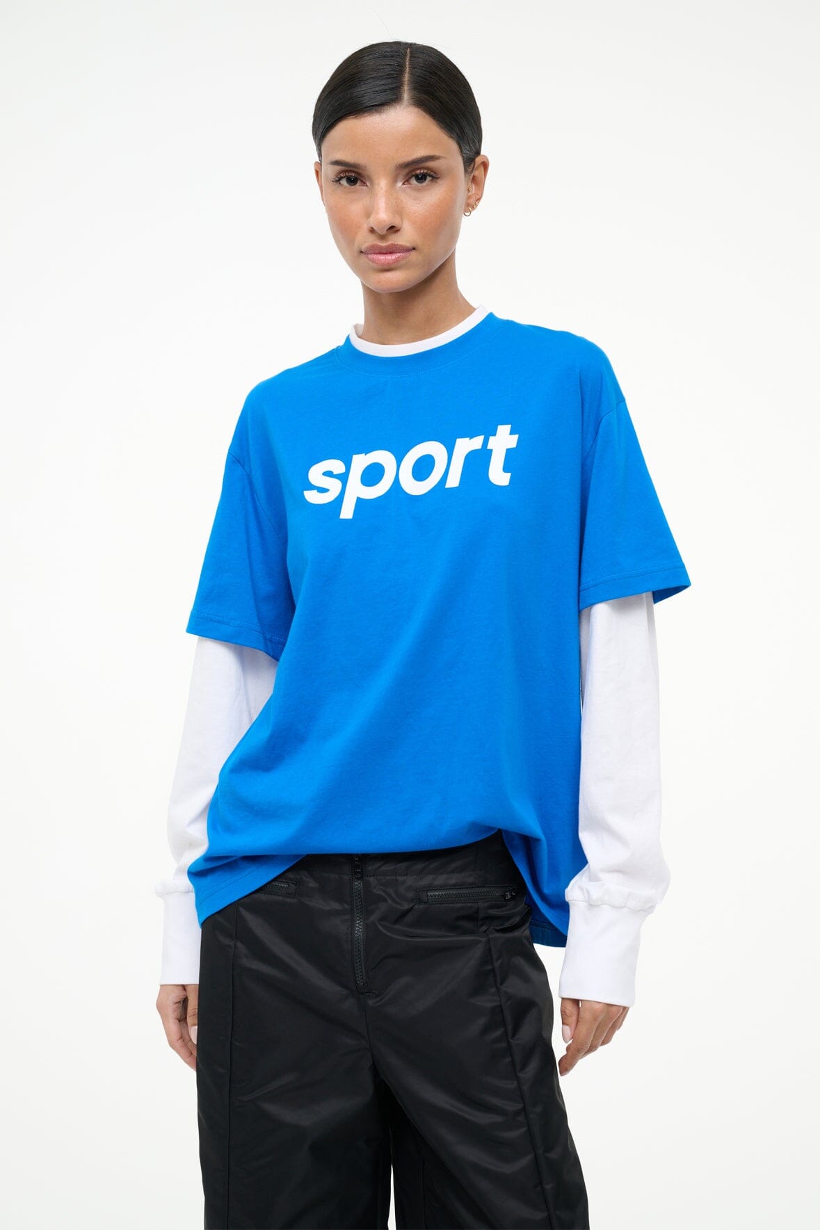 STAUD Sale Junior Long Sleeve Tee Varsity Blue White