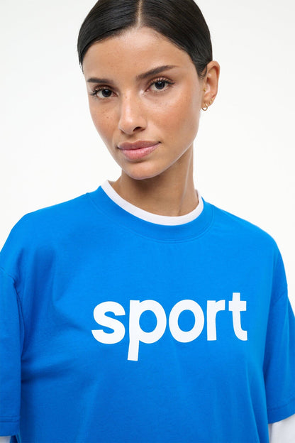 STAUD Sale Junior Long Sleeve Tee Varsity Blue White