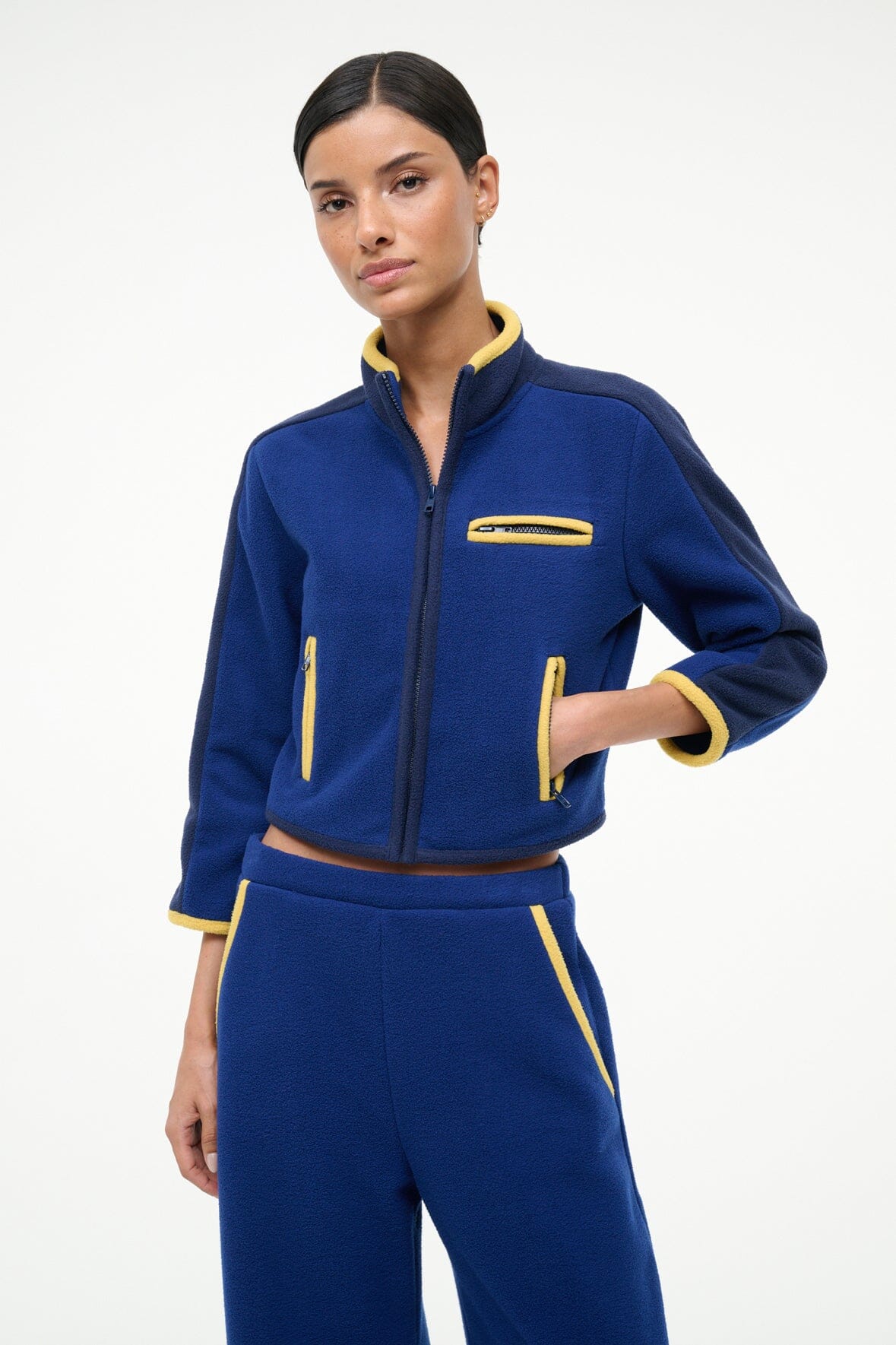 STAUD Sale Jeter Jacket Royal Chartreuse