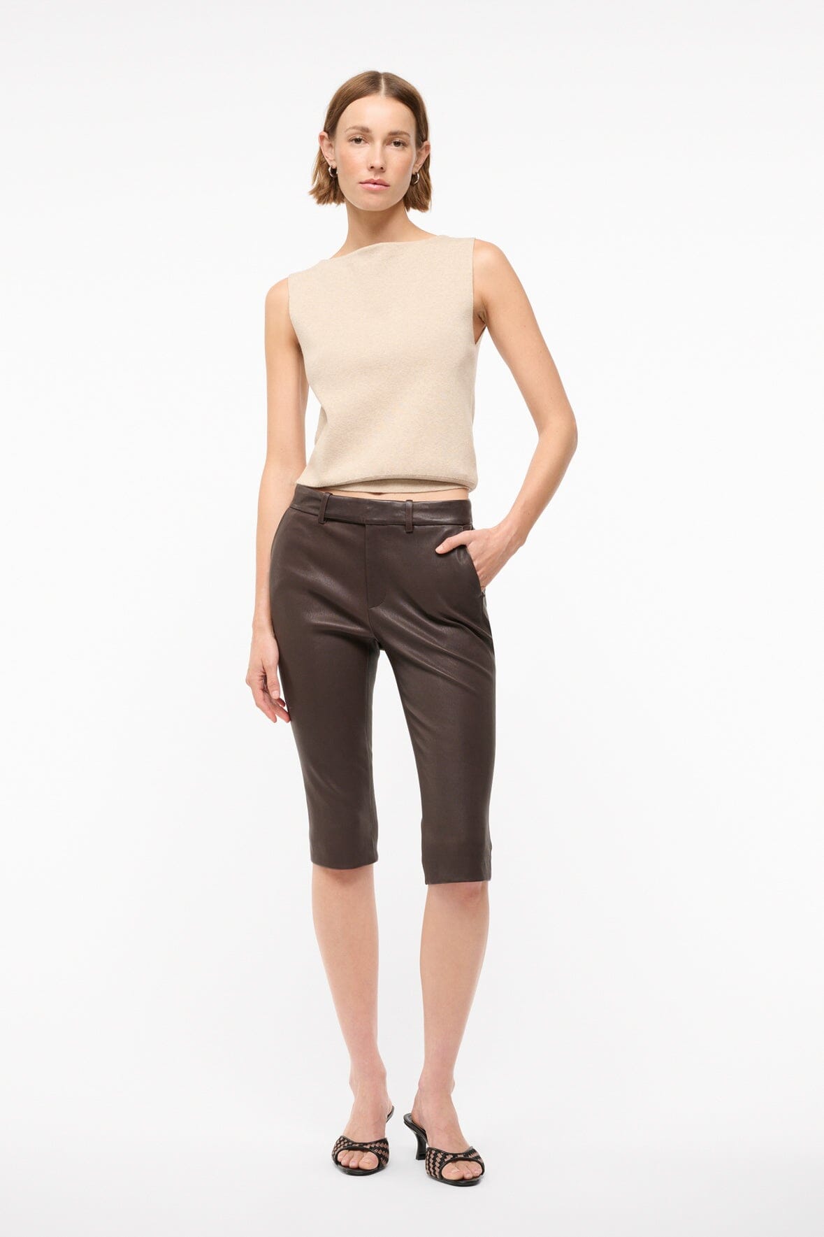 STAUD Sale Hanover Leather Capri Tiramisu