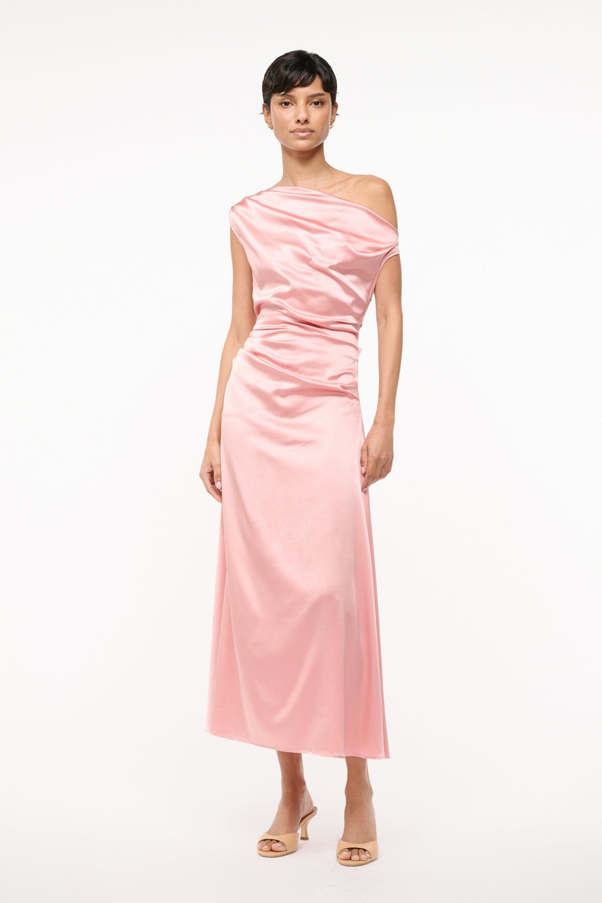 STAUD Sale Phare Silk Dress Rose